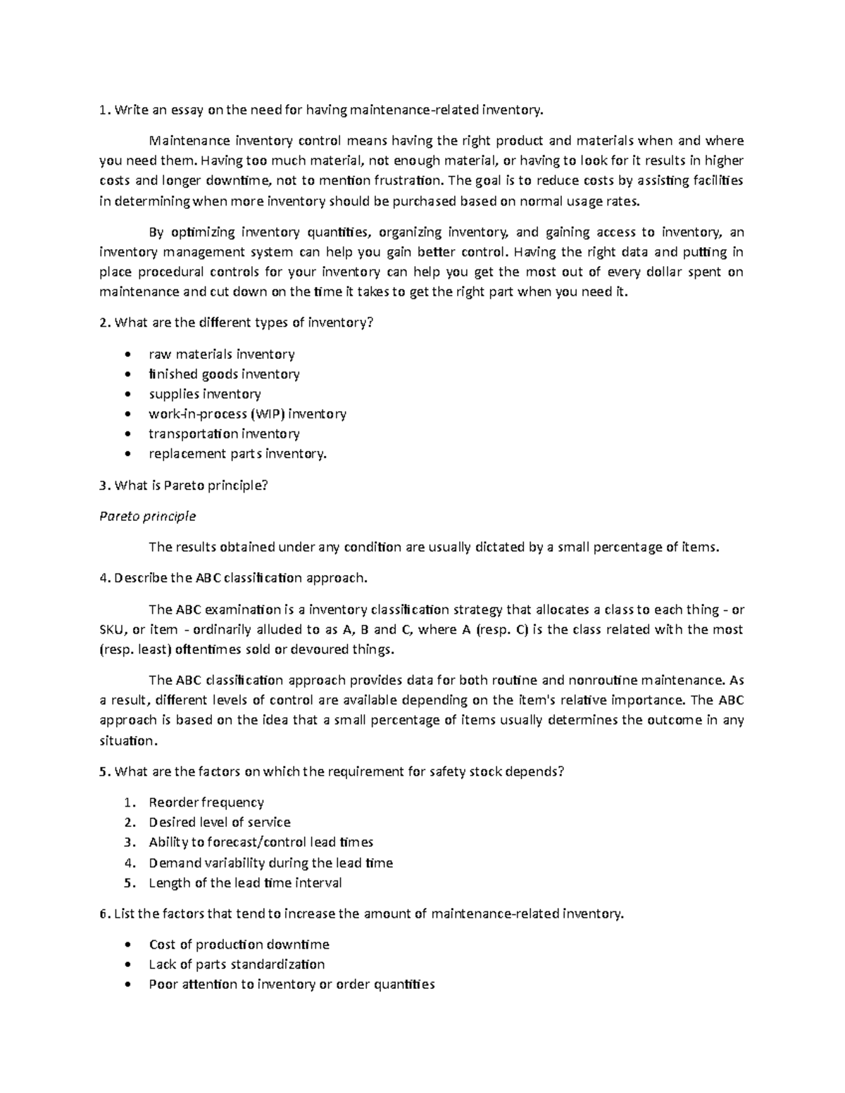 maintenance engineering essay