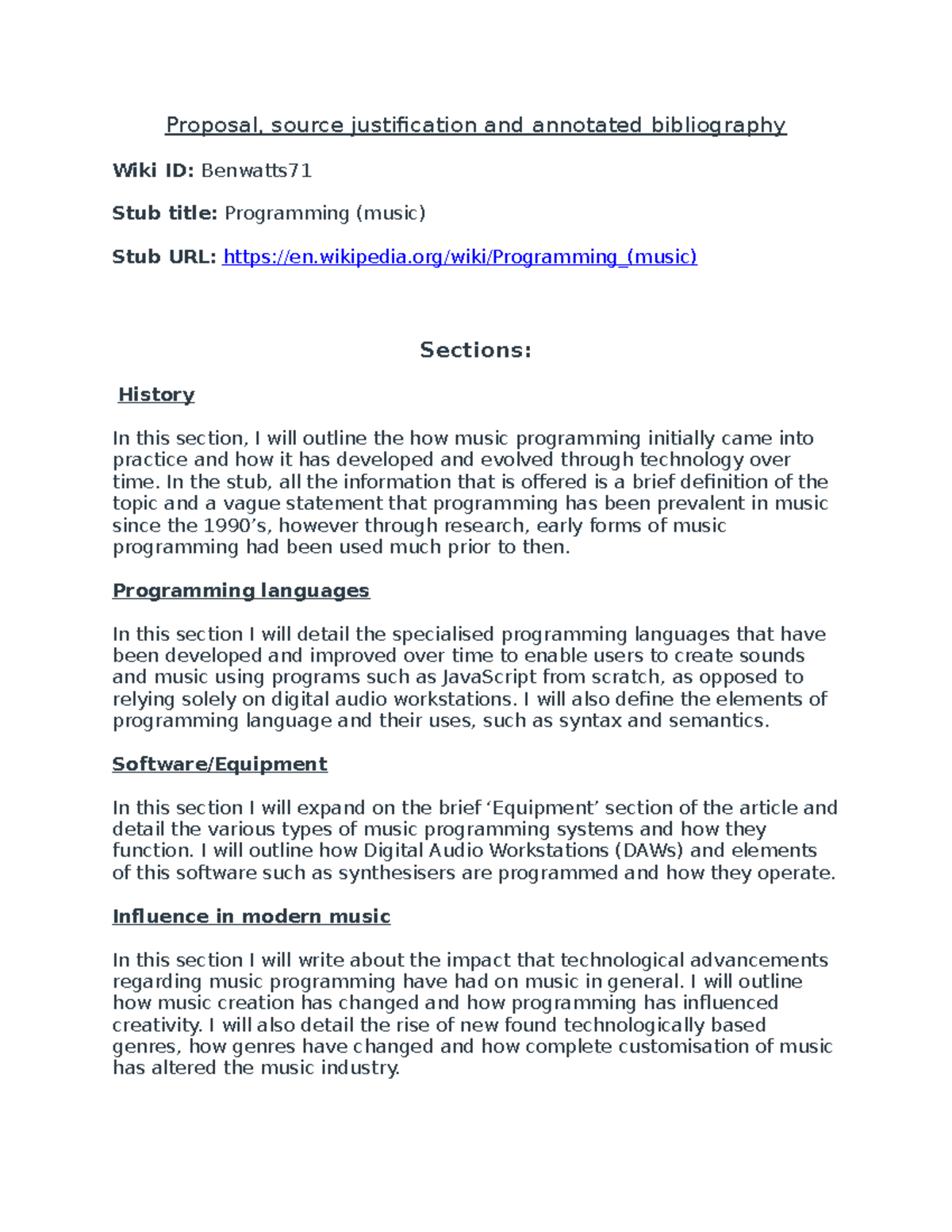 Stub 1000 word Proposal - Proposal, source justification and annotated ...
