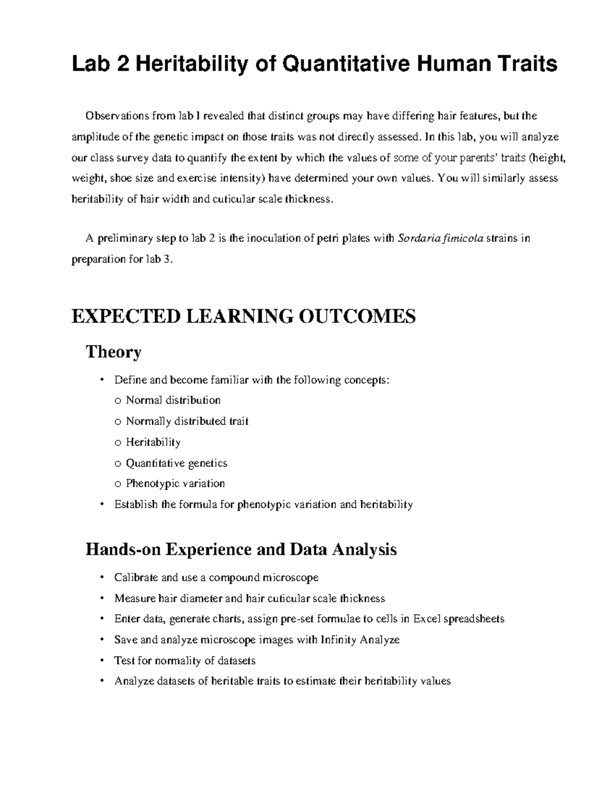 Lab 2 - Lab 2 - Lab 2 Heritability of Quantitative Human Traits ...
