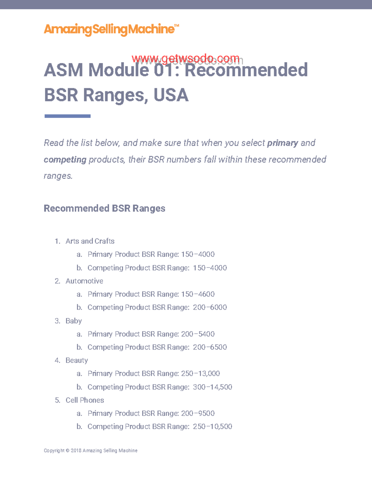 @fastrls - osehraismnuqhu - ASM Module 01: Recommended BSR Ranges, USA ...