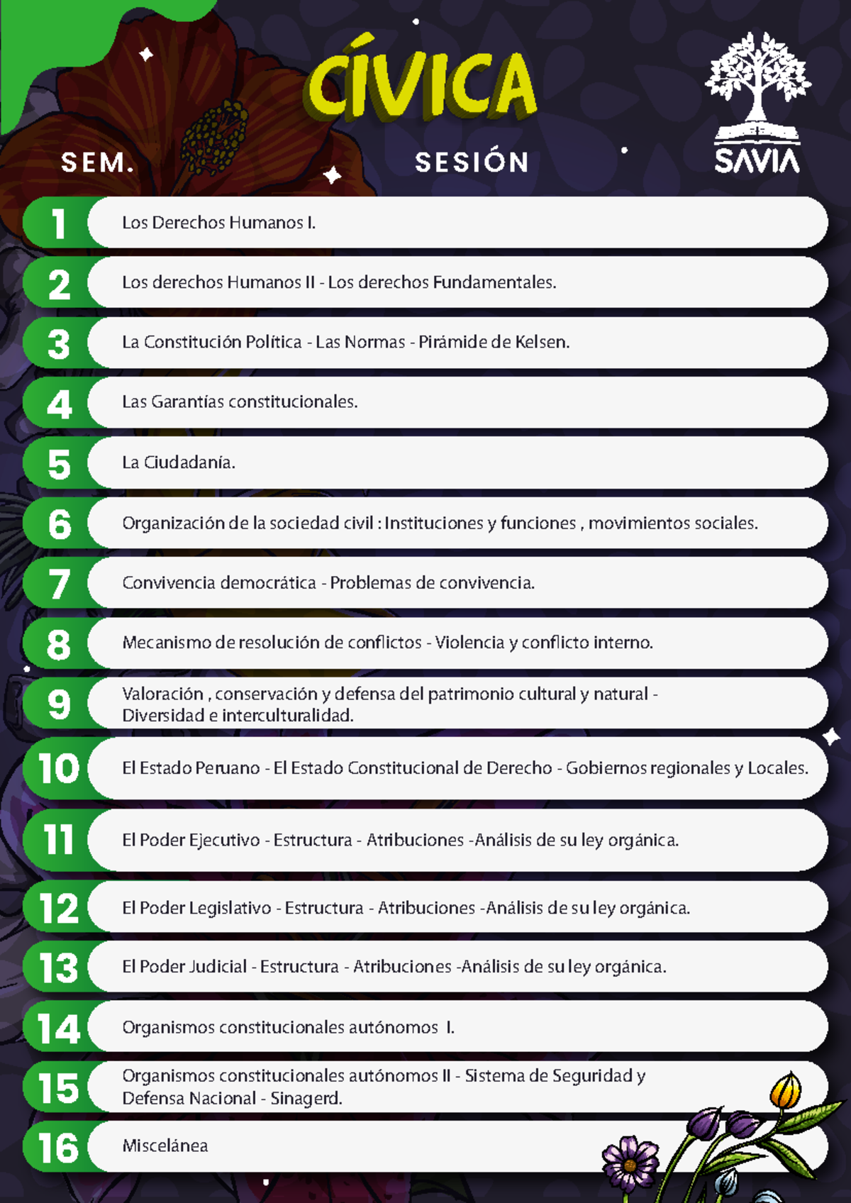 Civica Temario - ejjd - SEM. S E S I Ó N cívica cívica cívica cívica ...