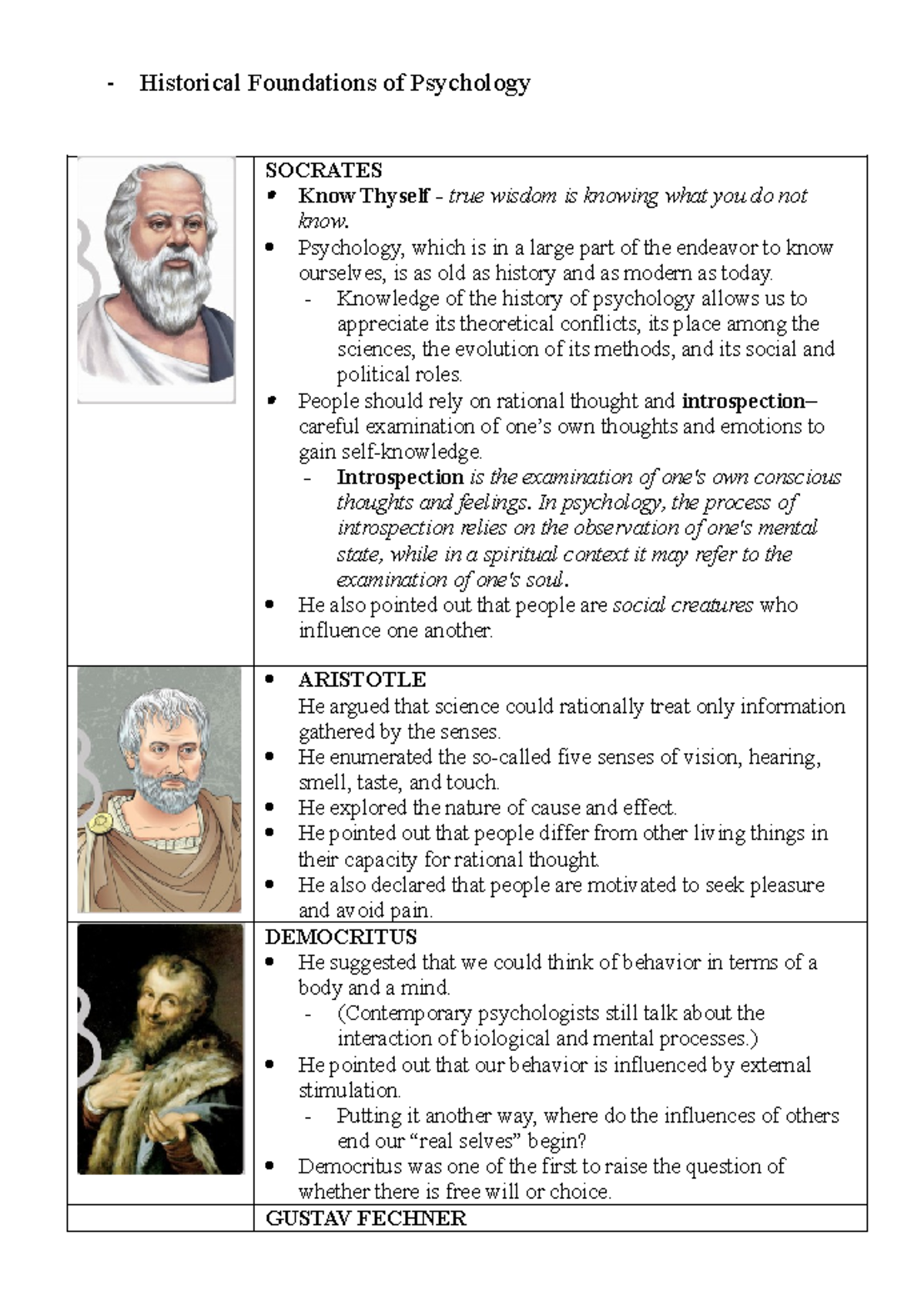 Lecture 1 in Introduction to Psychology - Historical Foundations of ...