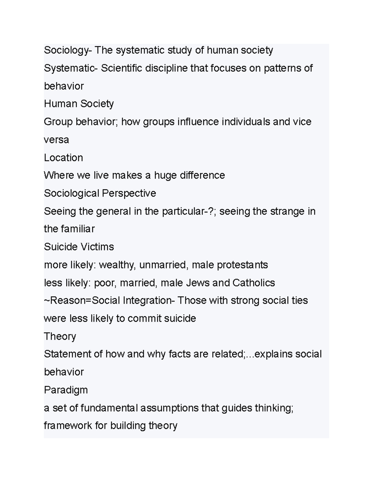 Sociology 1 - Lecture notes Lectures 1-7 - Sociology- The systematic ...