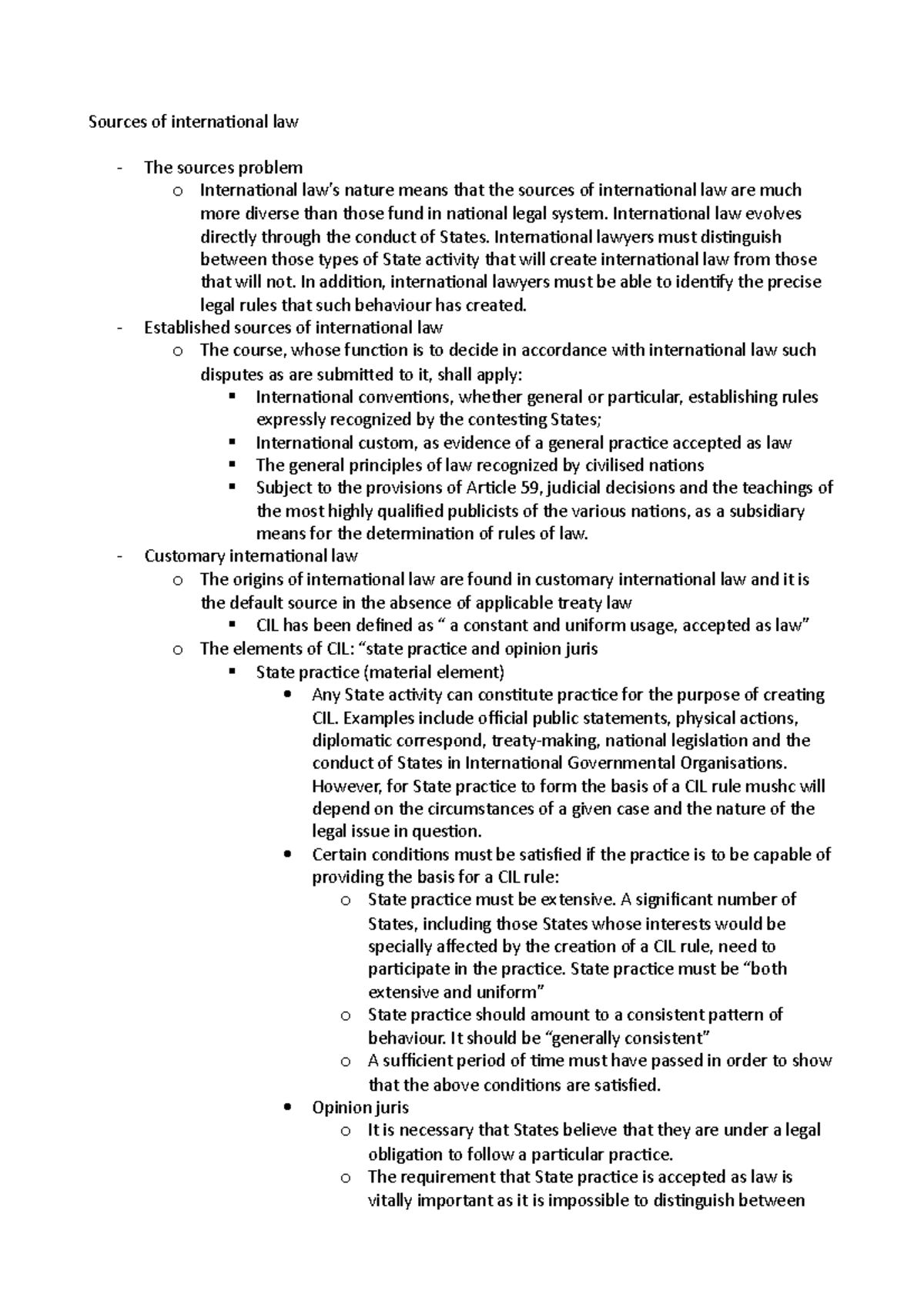 Lecture 2 - Sources of international law - Sources of international law ...