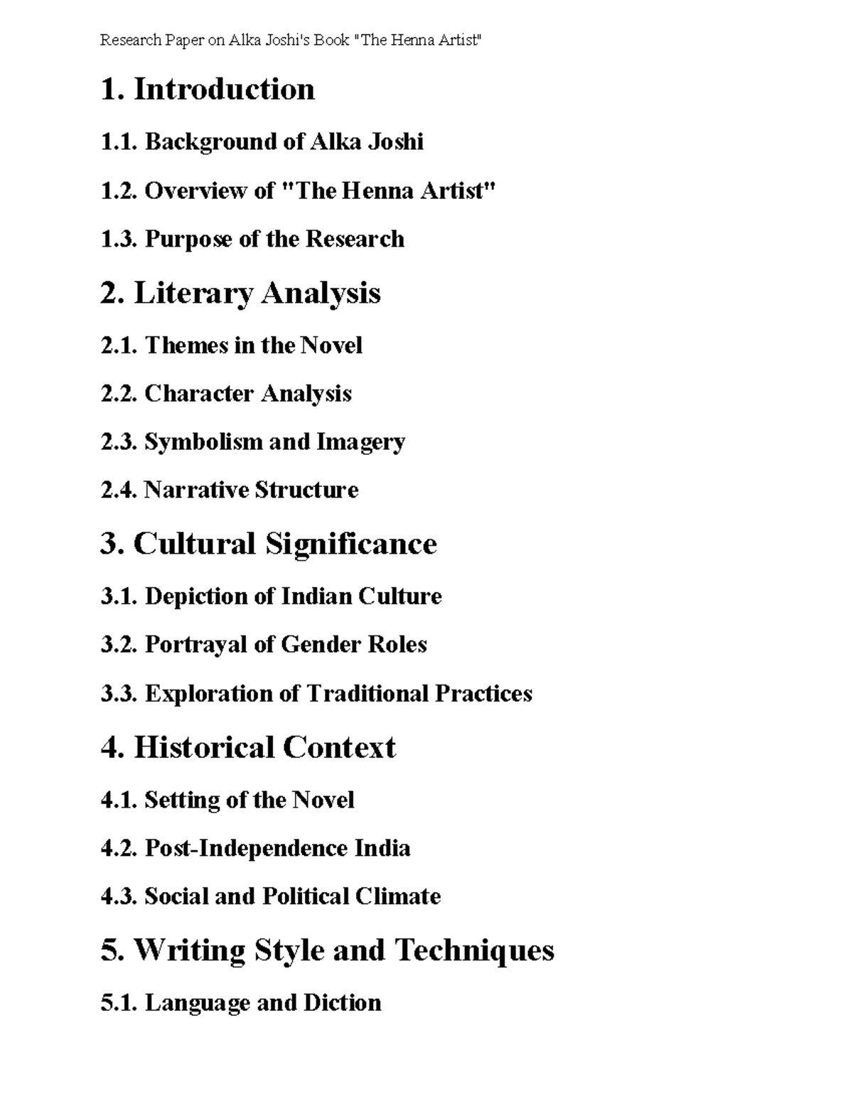 Henna artist Alka Joshi - Research Paper on Alka Joshi's Book "The