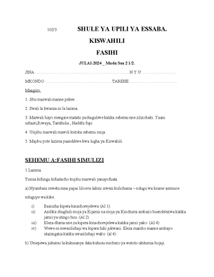 Comprehension Revision - ESSABA SECONDARY SCHOOL. COMPREHENSION ...
