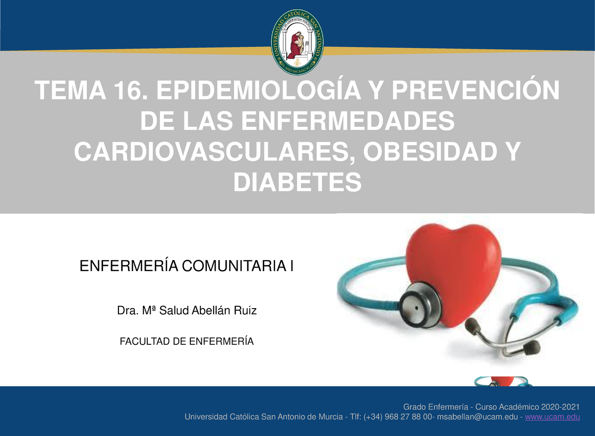 Tema 16 - Parte 1-Enfermedades Cardiovasculares - 1 TEMA 16 ...