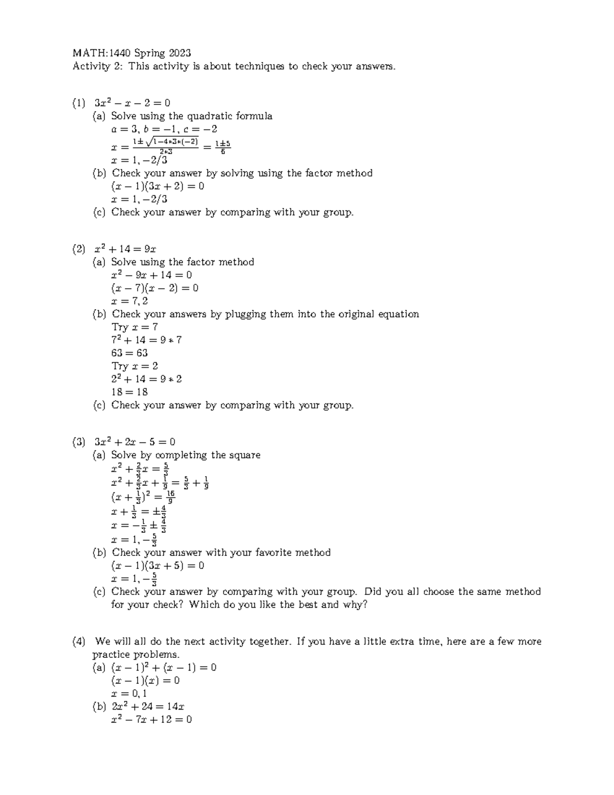 Act2Solutions - Second Activity we did in Discussion! Good study ...