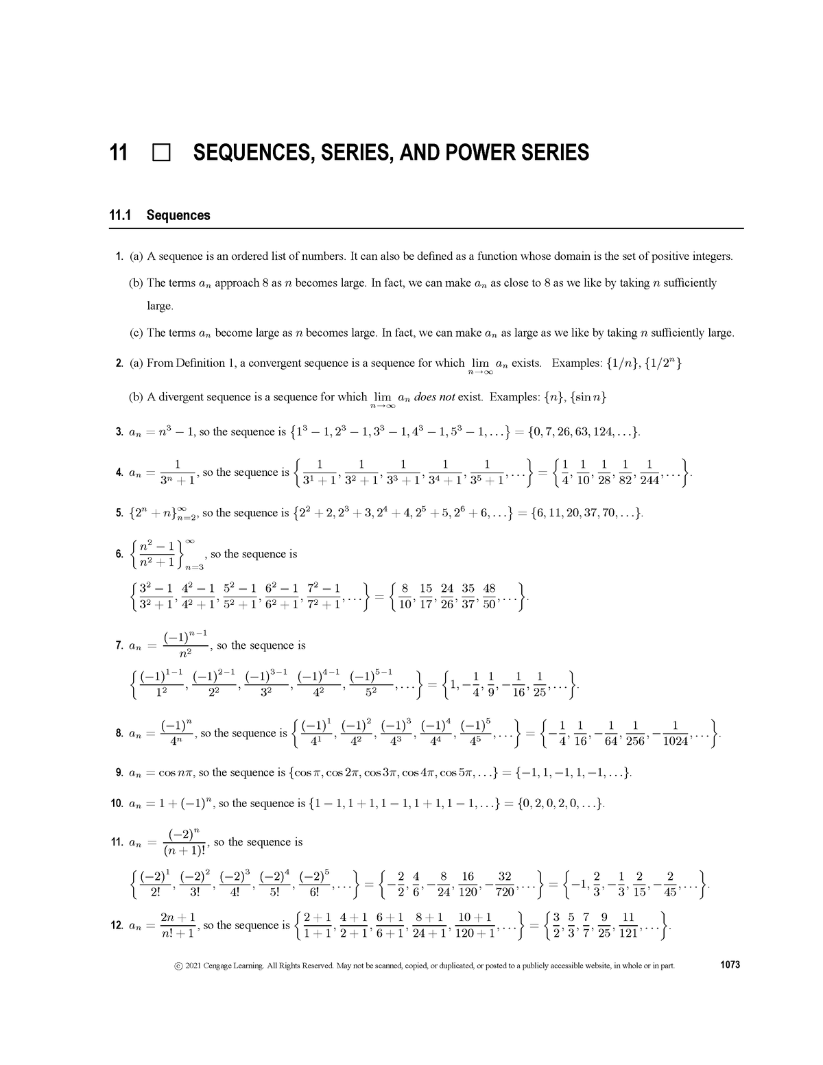 11장해설 - Answer - 11 SEQUENCES, SERIES, AND POWER SERIES 11 Sequences (a ...