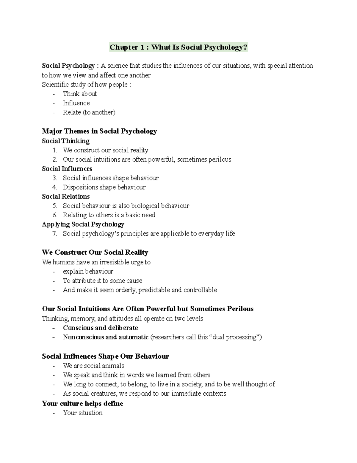 PS270 - Chapter 1 Textbook Notes - Chapter 1 : What Is Social ...