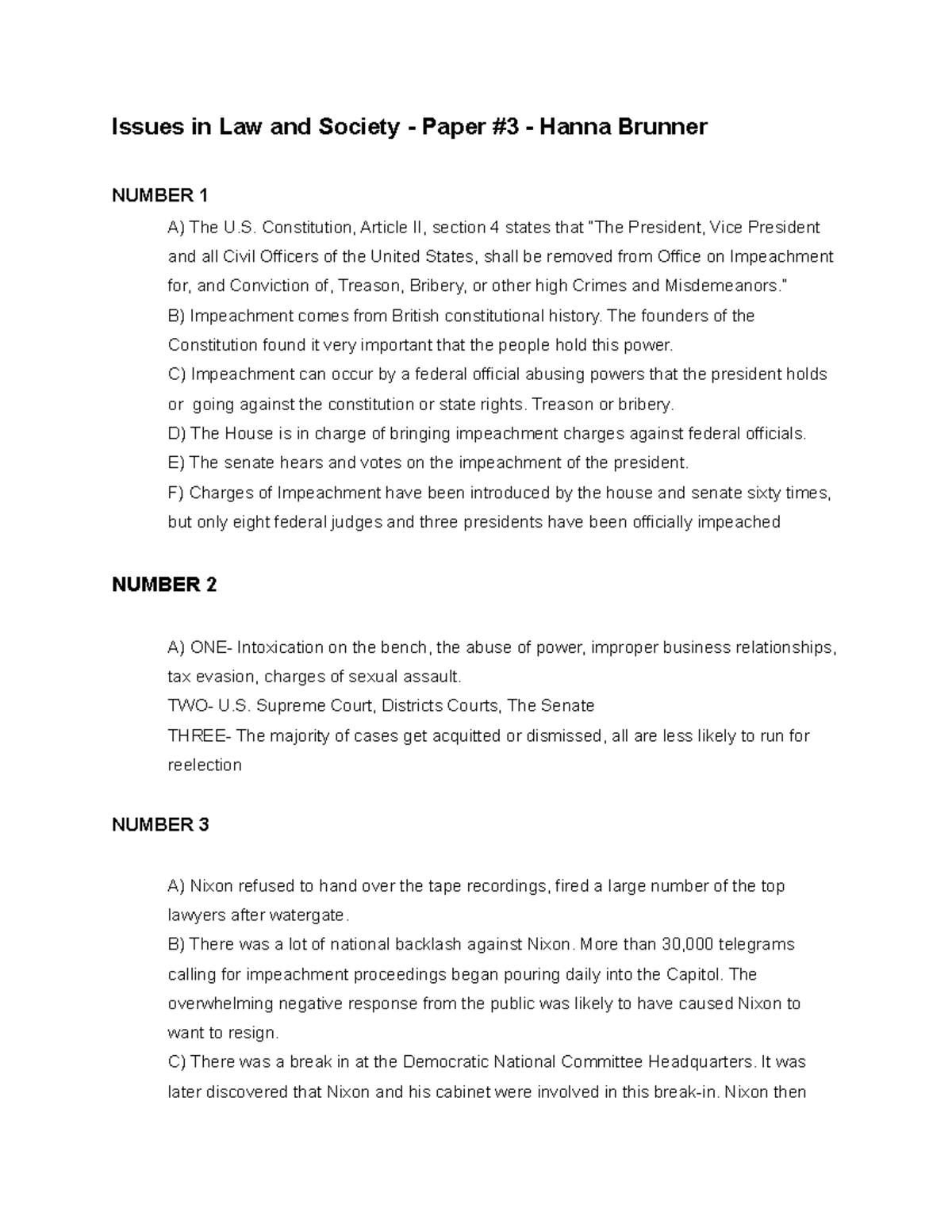 Law and Society Final Assignment (Paper 3) Issues in Law and