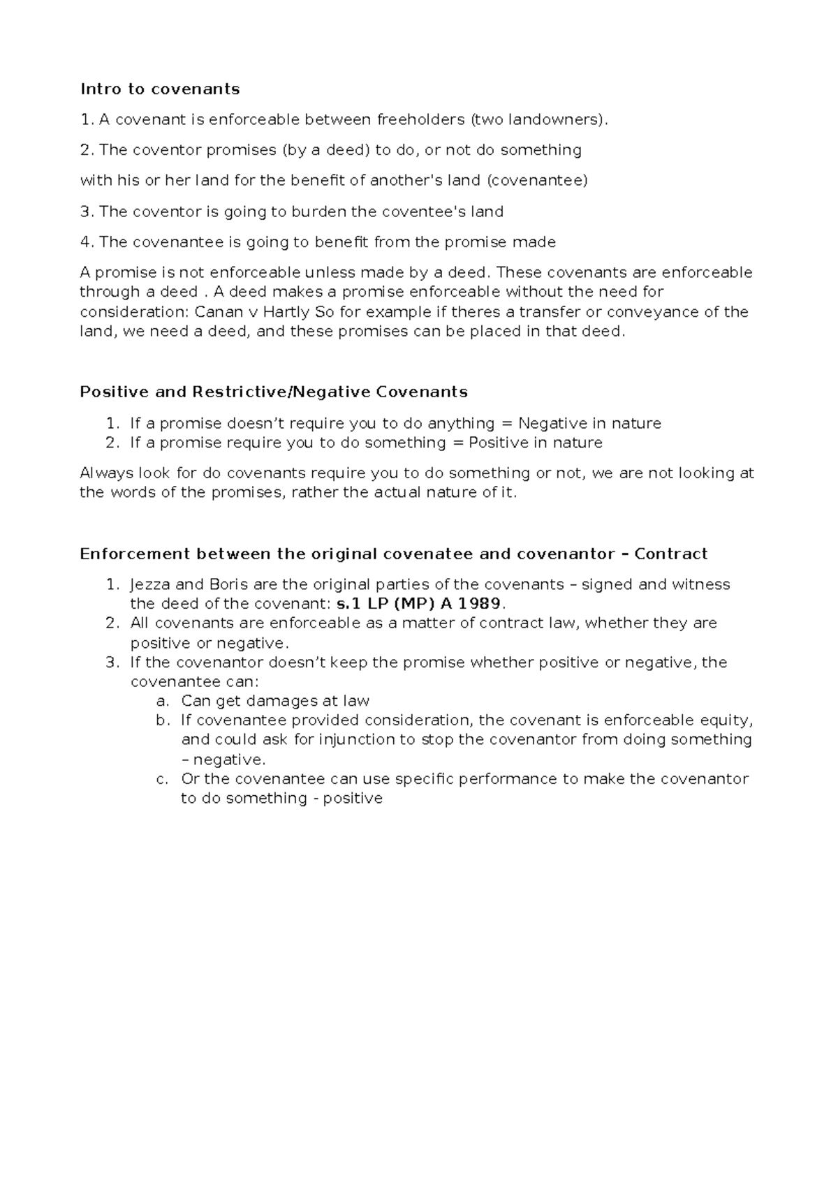 Intro To Covenants Asd Intro To Covenants A Covenant Is Enforceable