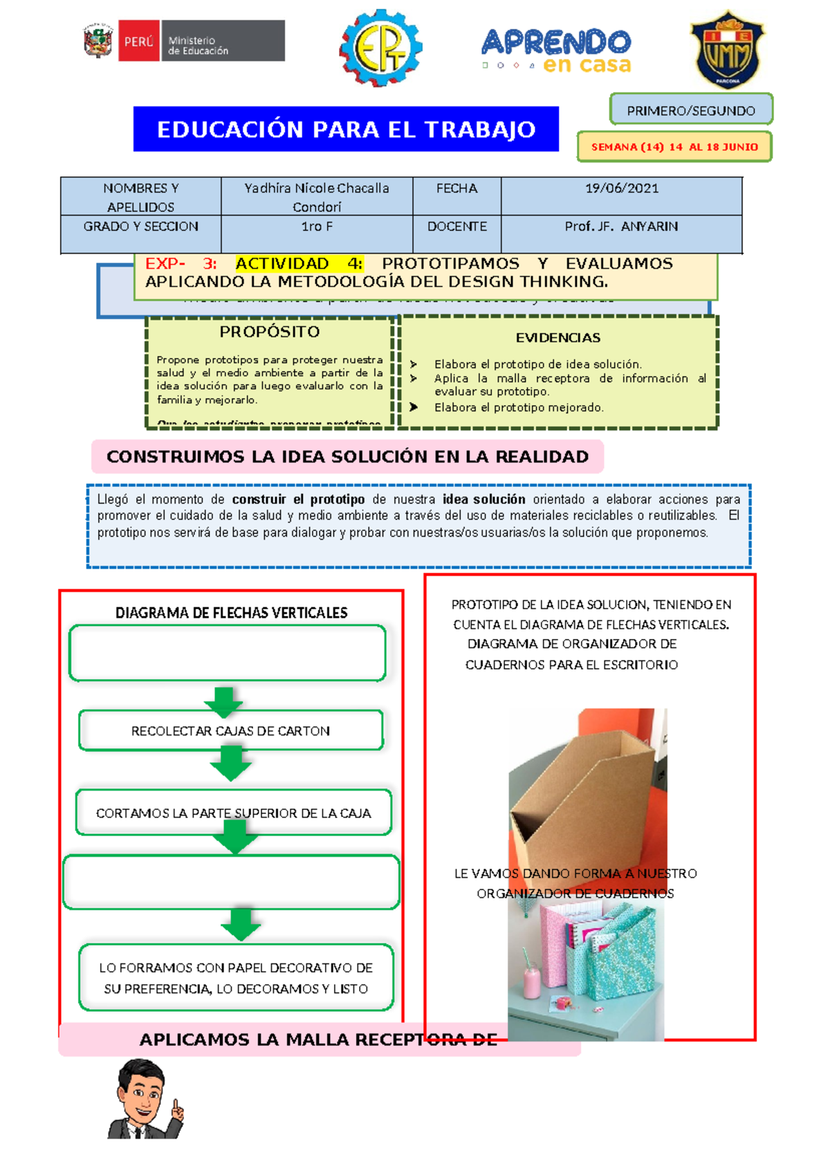 Tarea de EPT 1ro F - sirve - EDUCACIÓN PARA EL TRABAJO “Asumimos ...