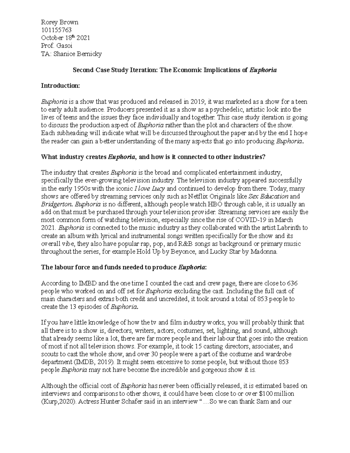Second Case Study Iteration - Comm 3108 - Media Industries and - StuDocu