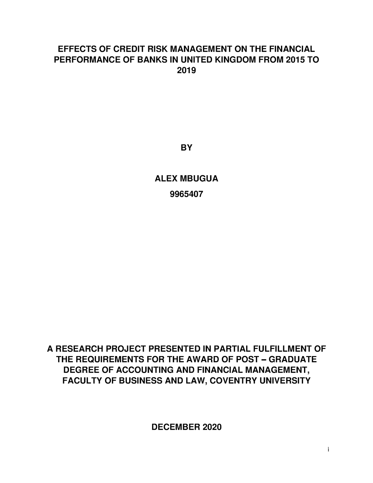 dissertation financial performance