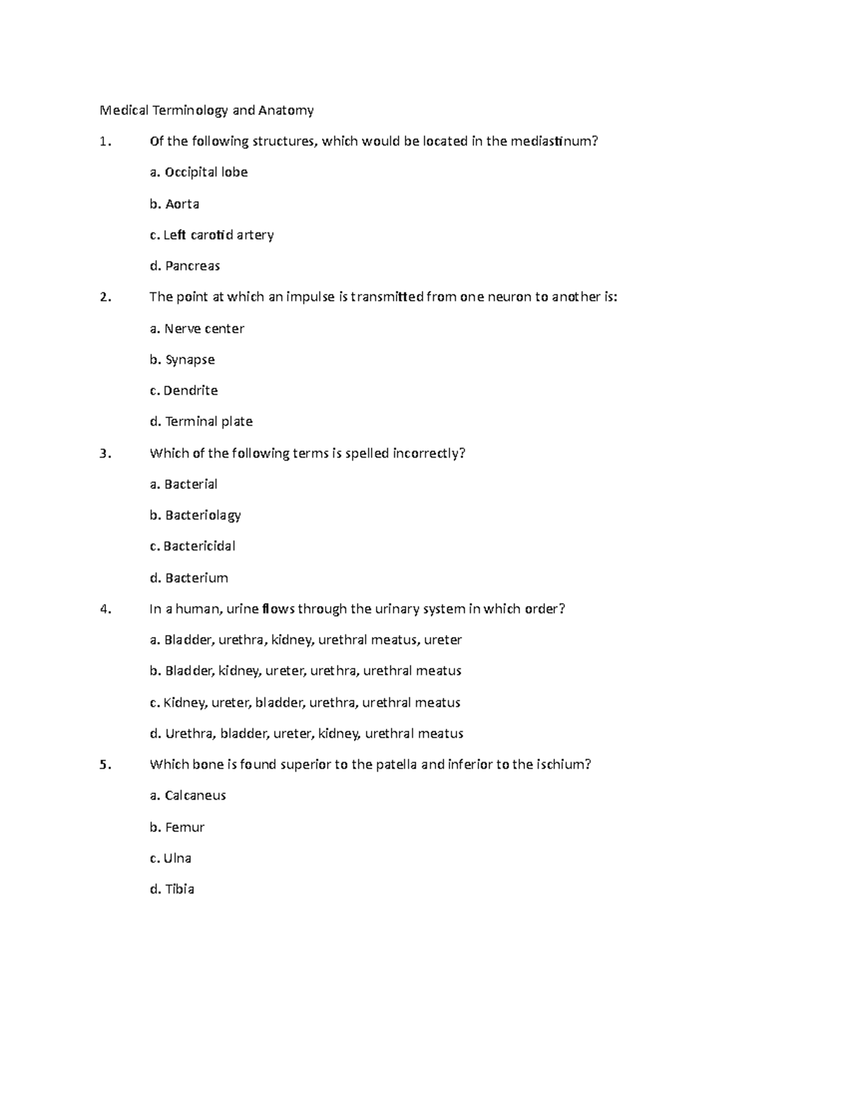 Practice Exam April 2021 anatomy andphysiology - Medical Terminology ...