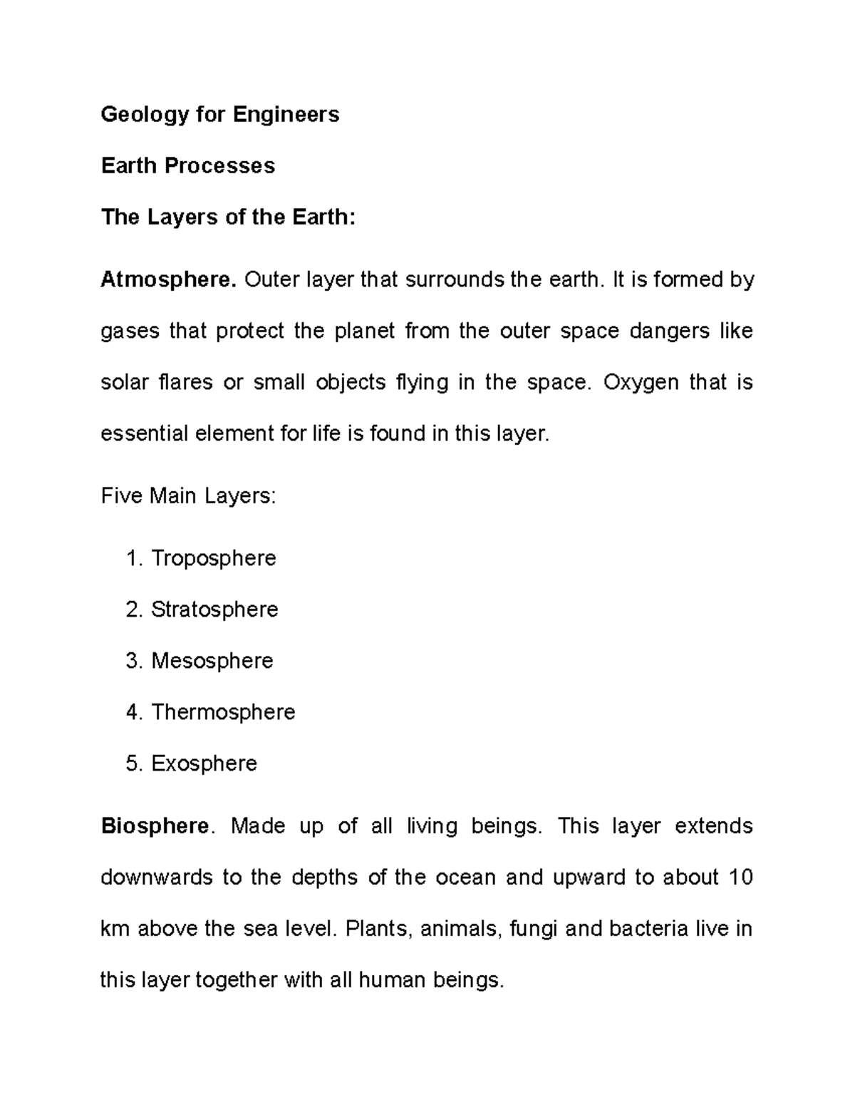 Geology for Engineers Earth Processes The Layers of the Earth ...