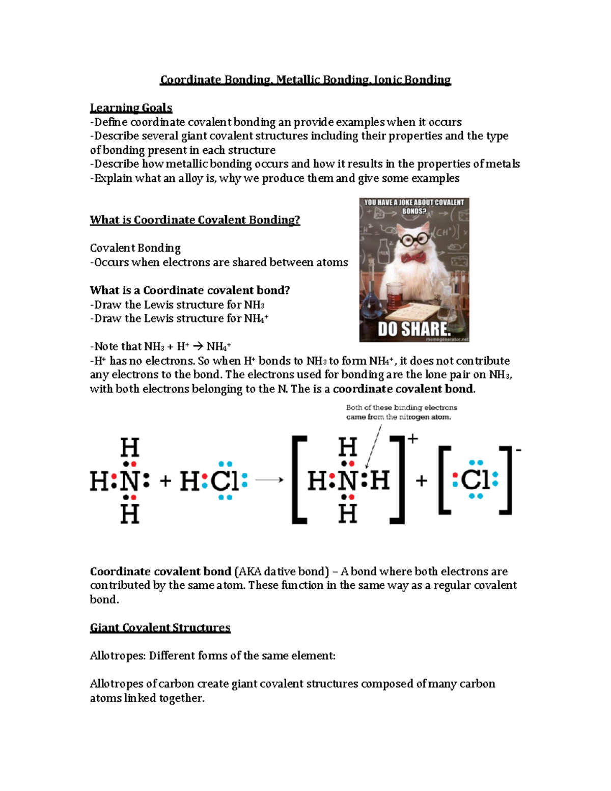 Lesson 8 - Coordinate Bonds And Large Structures - Coordinate Bonding ...