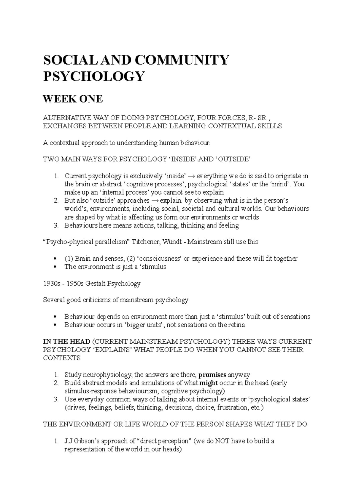 Social AND Community Psychology Week 18 SOCIAL AND COMMUNITY