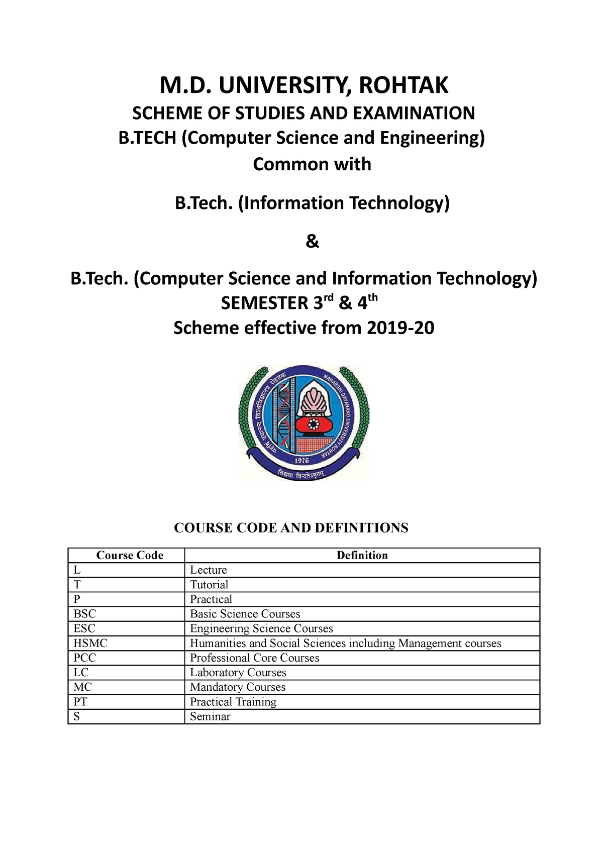 4- Btech CSE 13 - M. UNIVERSITY, ROHTAK SCHEME OF STUDIES AND ...