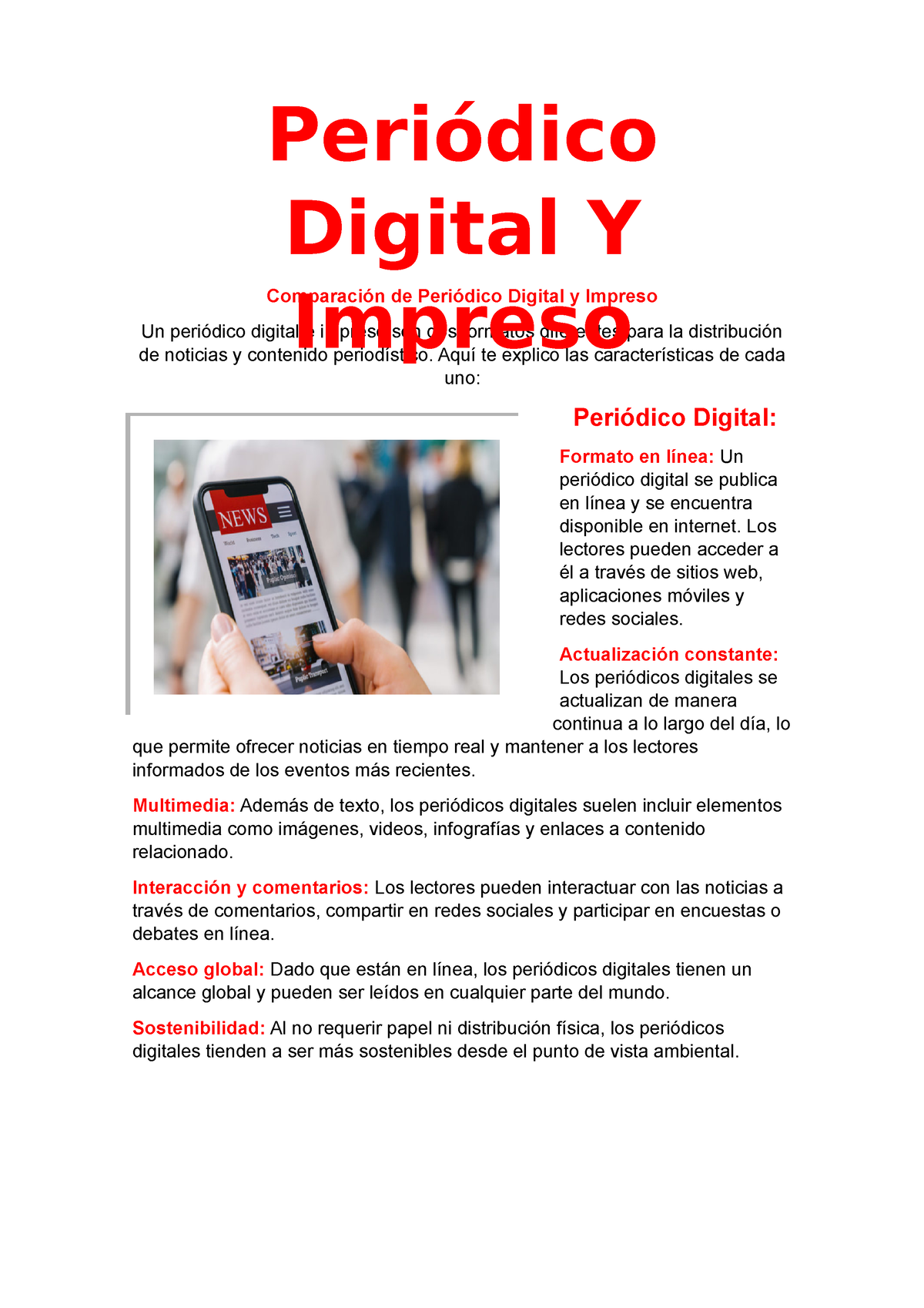 Comparación De Periódico Digital Y Impreso Comparación De Periódico Digital Y Impreso Un 2657