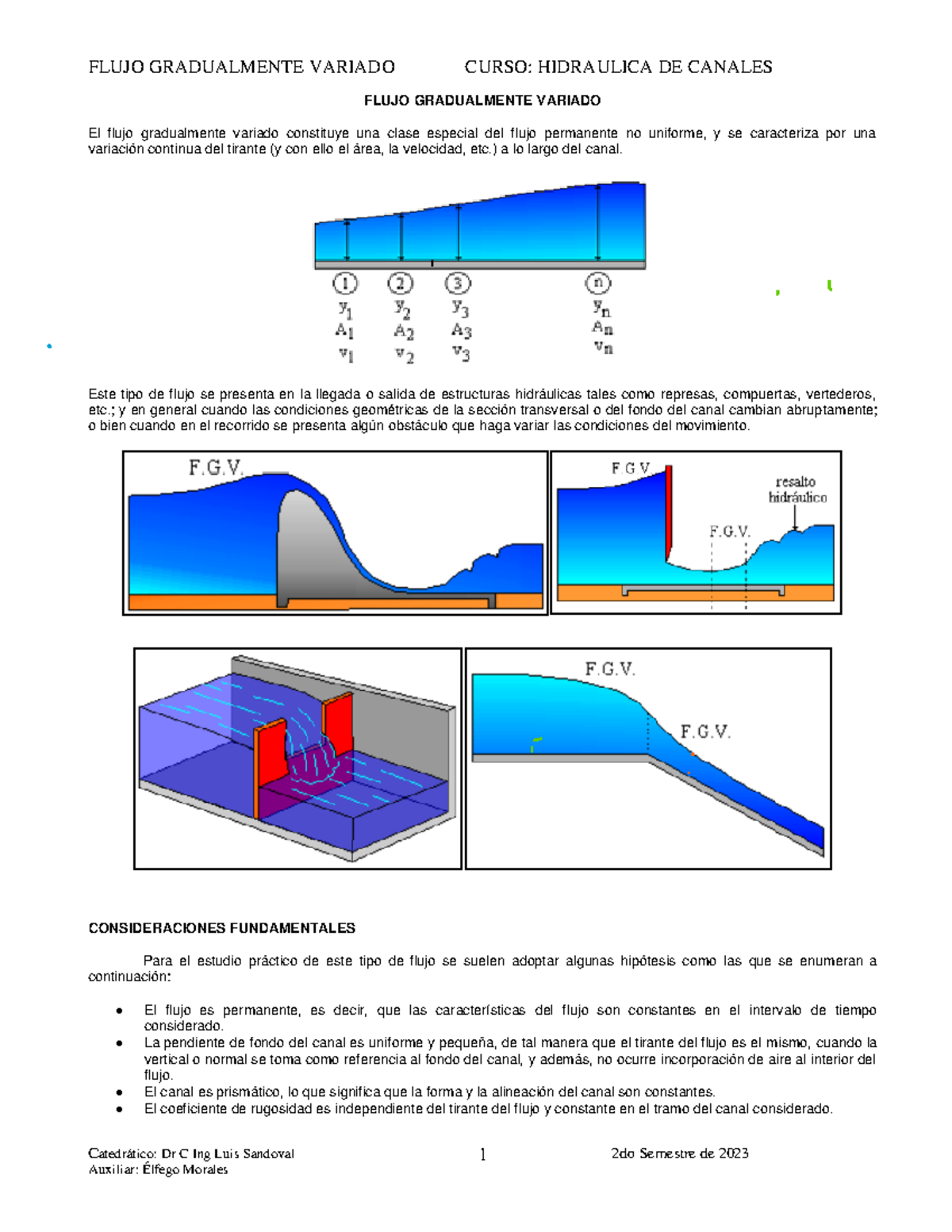 Folleto de flujo gradualmente variado FGV - Catedrático: Dr C Ing Luis ...