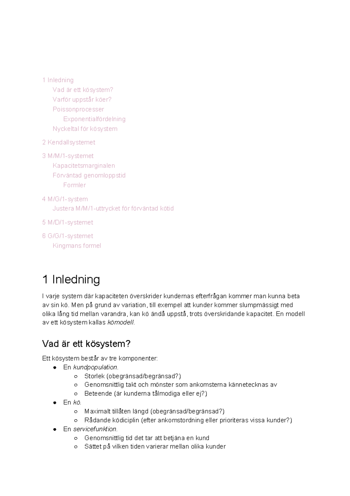 Sammanfattning - Kömodeller - 1 Inledning Vad är ett kösystem? Varför ...
