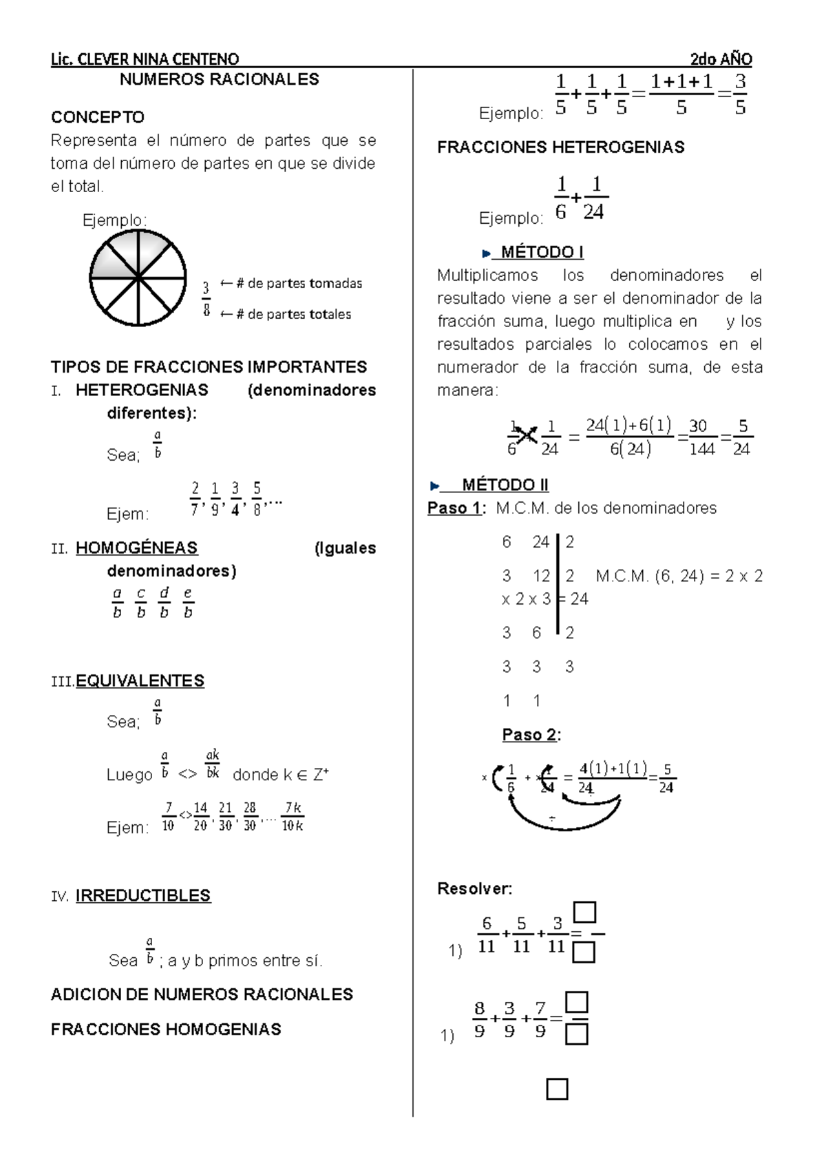 2° Numeros Racionales - matematica - NUMEROS RACIONALES CONCEPTO ...