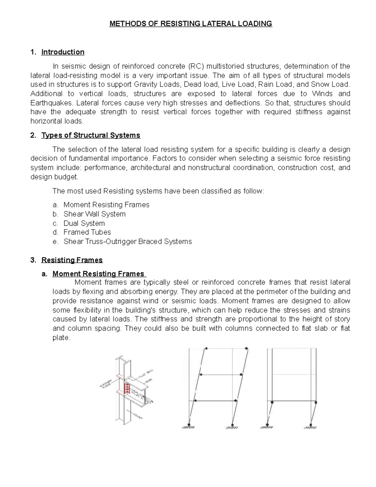 Methods used to resist lateral loading - METHODS OF RESISTING LATERAL ...