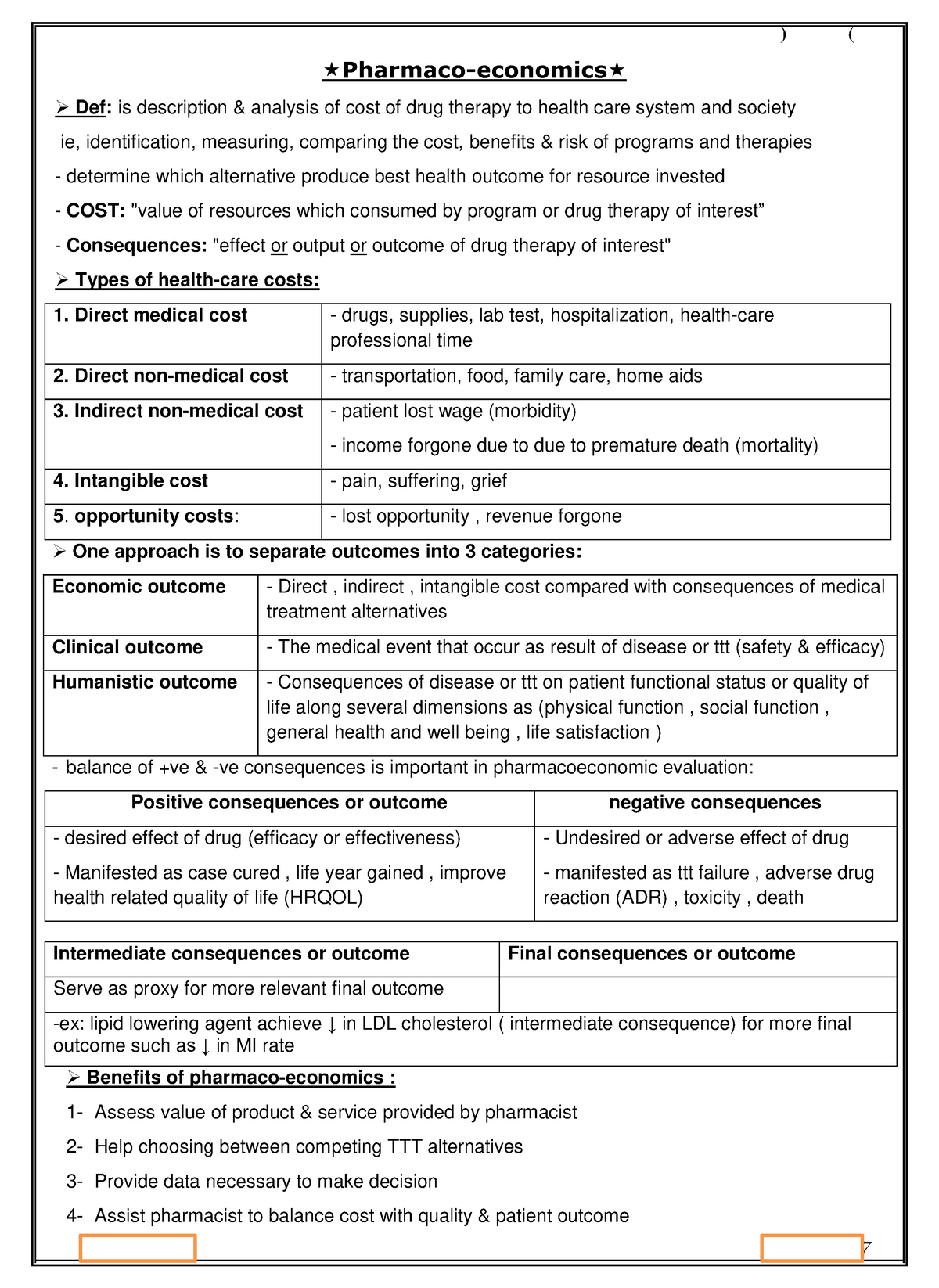 Pharmaco-economics - Summary of pharmaco-economics. - Pharmaco ...