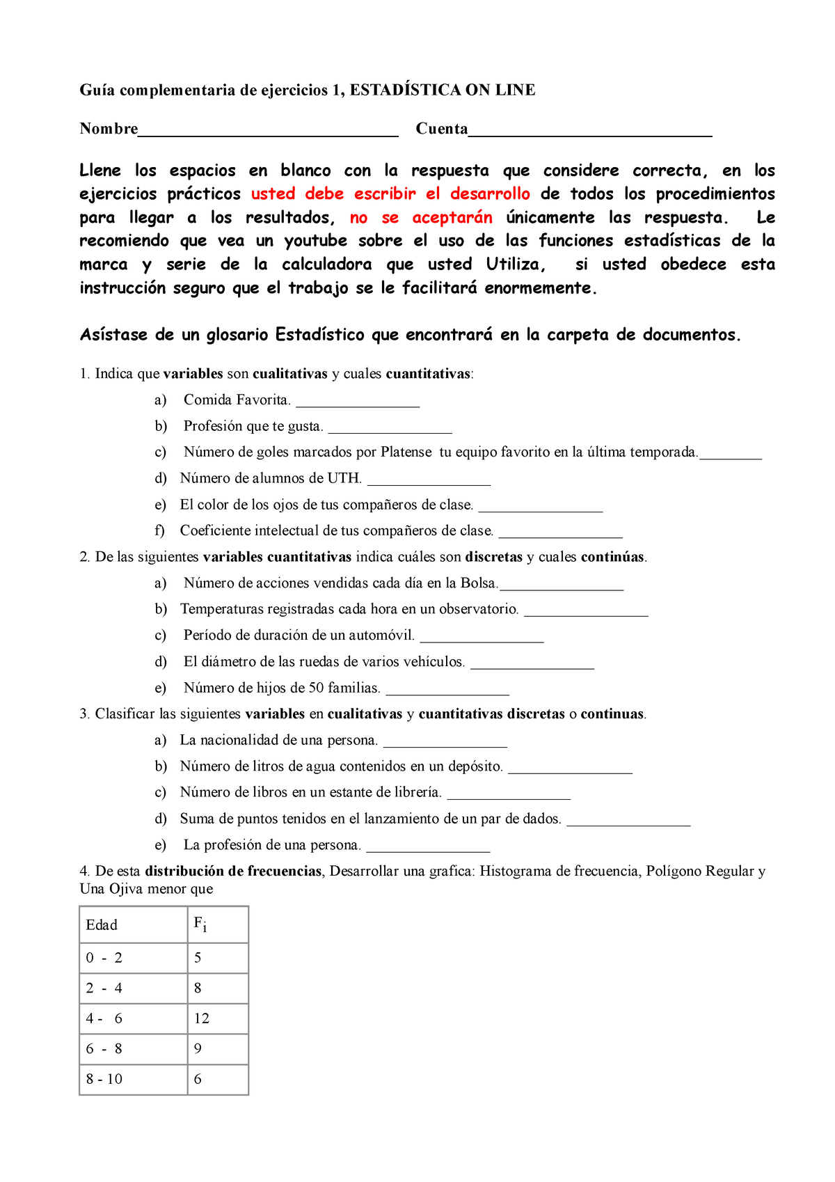 Ejercicios Estadistica Primer Parcial Line 2T - Guía Complementaria De ...