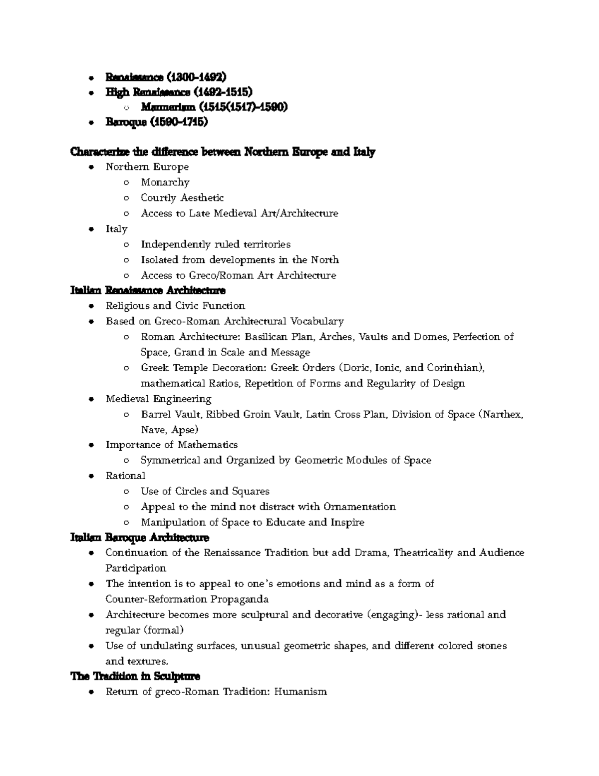 ARTH 136- Week #2 - notes from art history 136 - Renaissance (1300-1492 ...