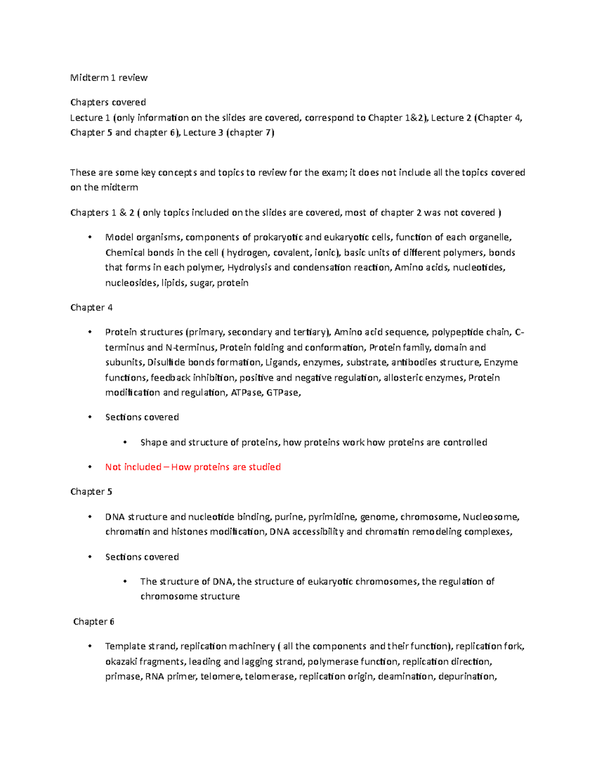 Midterm 1 Topics - Midterm 1 Review Chapters Covered Lecture 1 (only ...