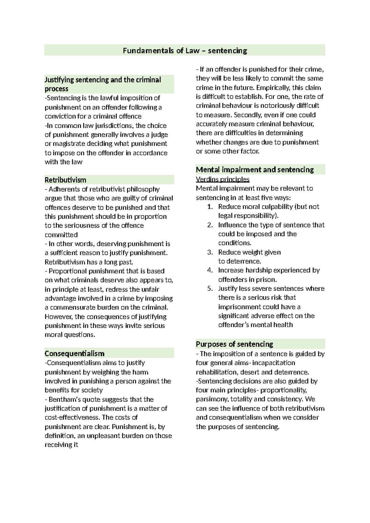W4 Fundamentals of Law - sentencing - Fundamentals of Law – sentencing ...
