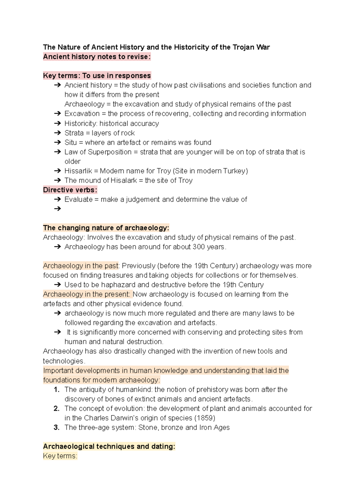 Ancient history notes - Archaeology, Ethics and Troy - The Nature of ...