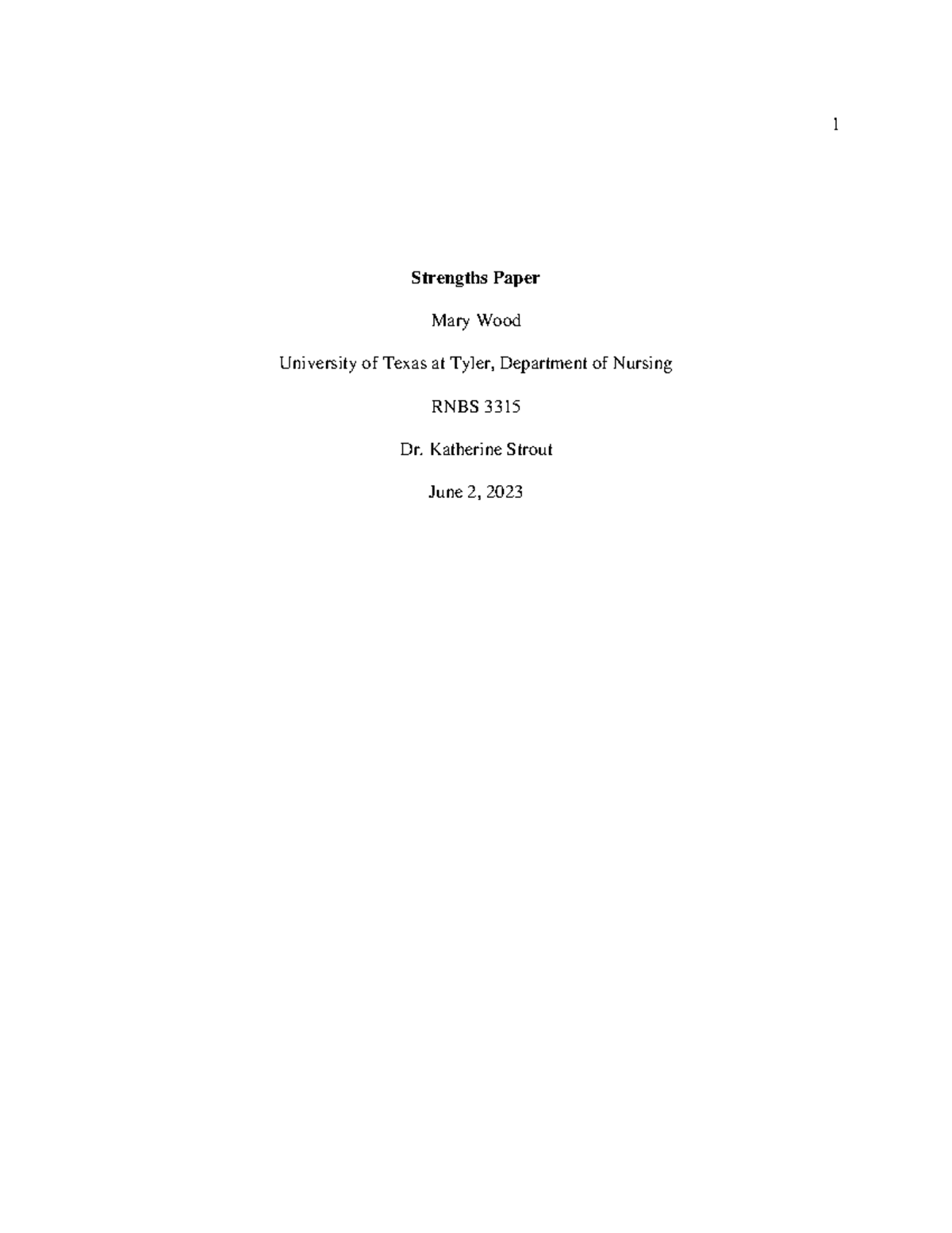 Strengths Paper - Strengths Paper Mary Wood University of Texas at ...