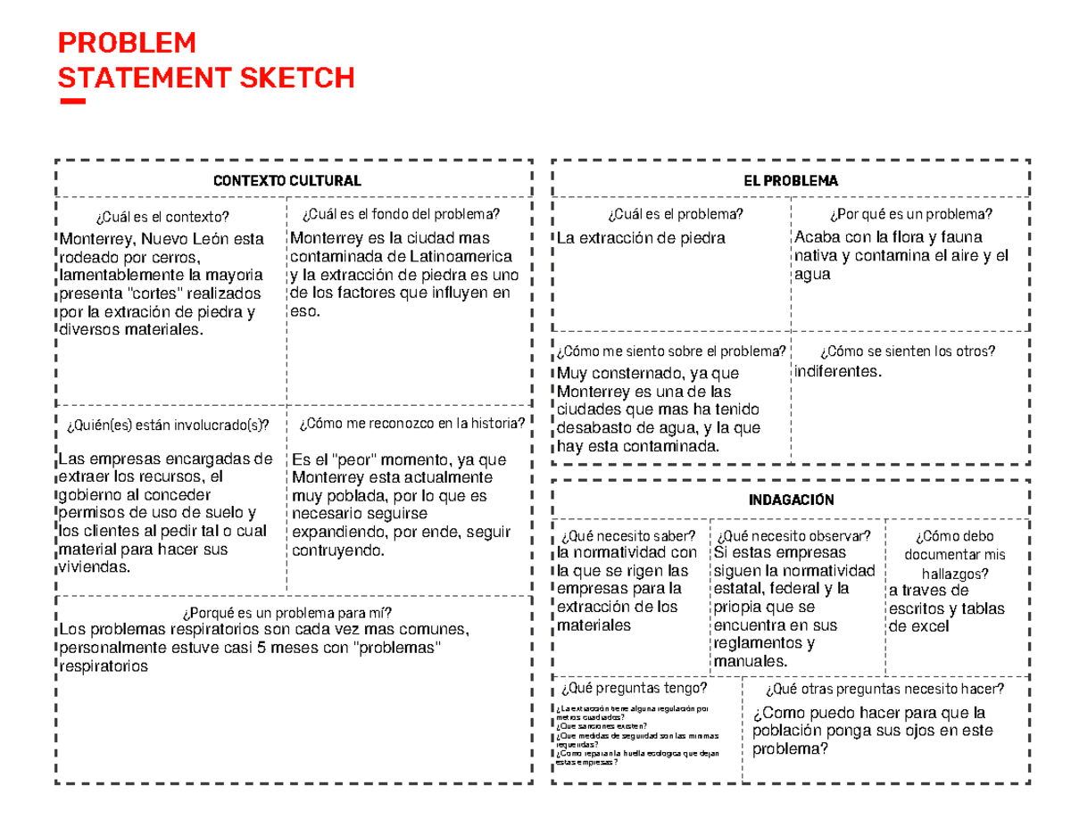 Problem Statement Sketch - PROBLEM STATEMENT SKETCH ¿Cuál es el ...