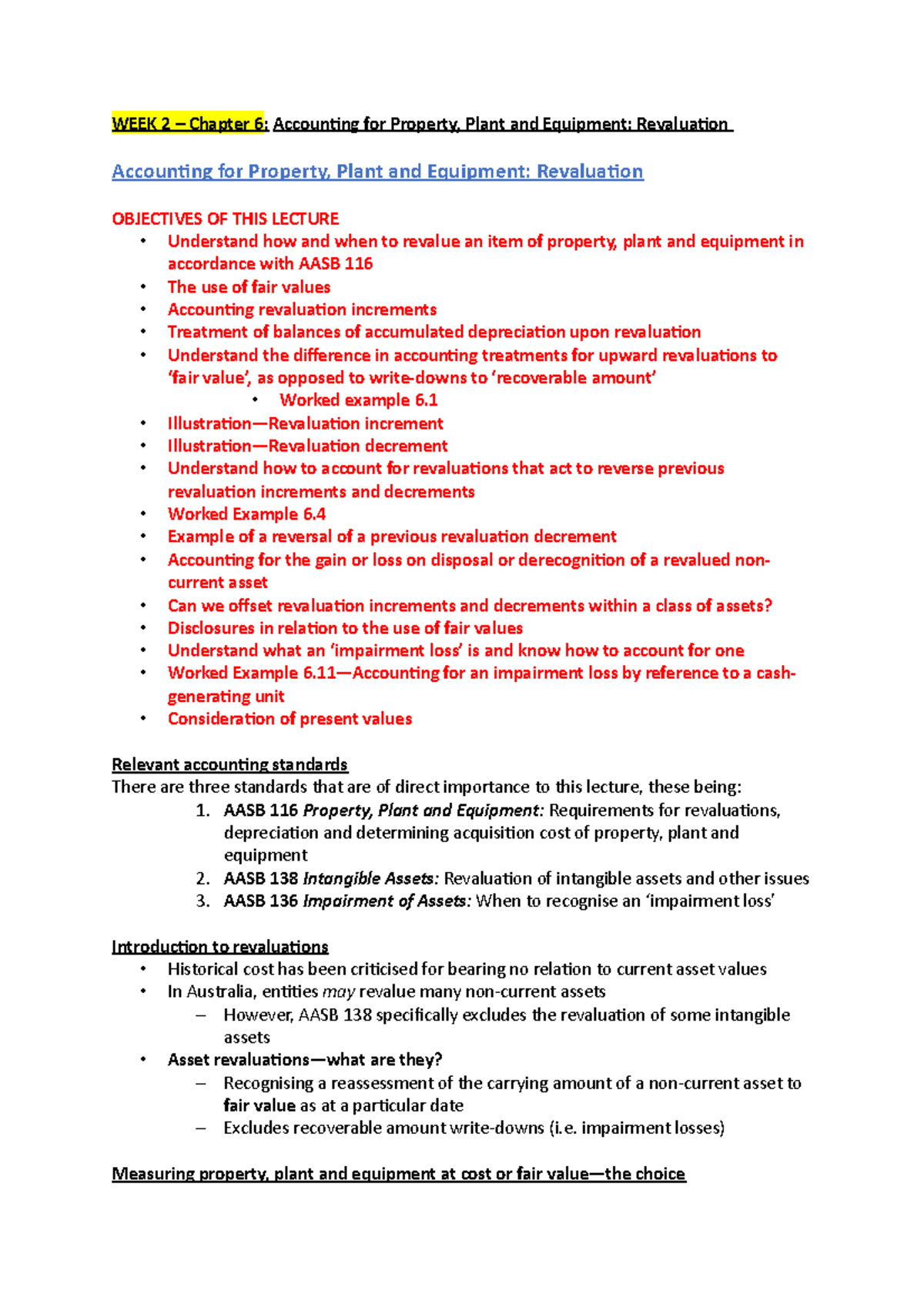 WEEK 2 - Week 2 lecture summary notes - WEEK 2 Chapter 6: Accounting ...