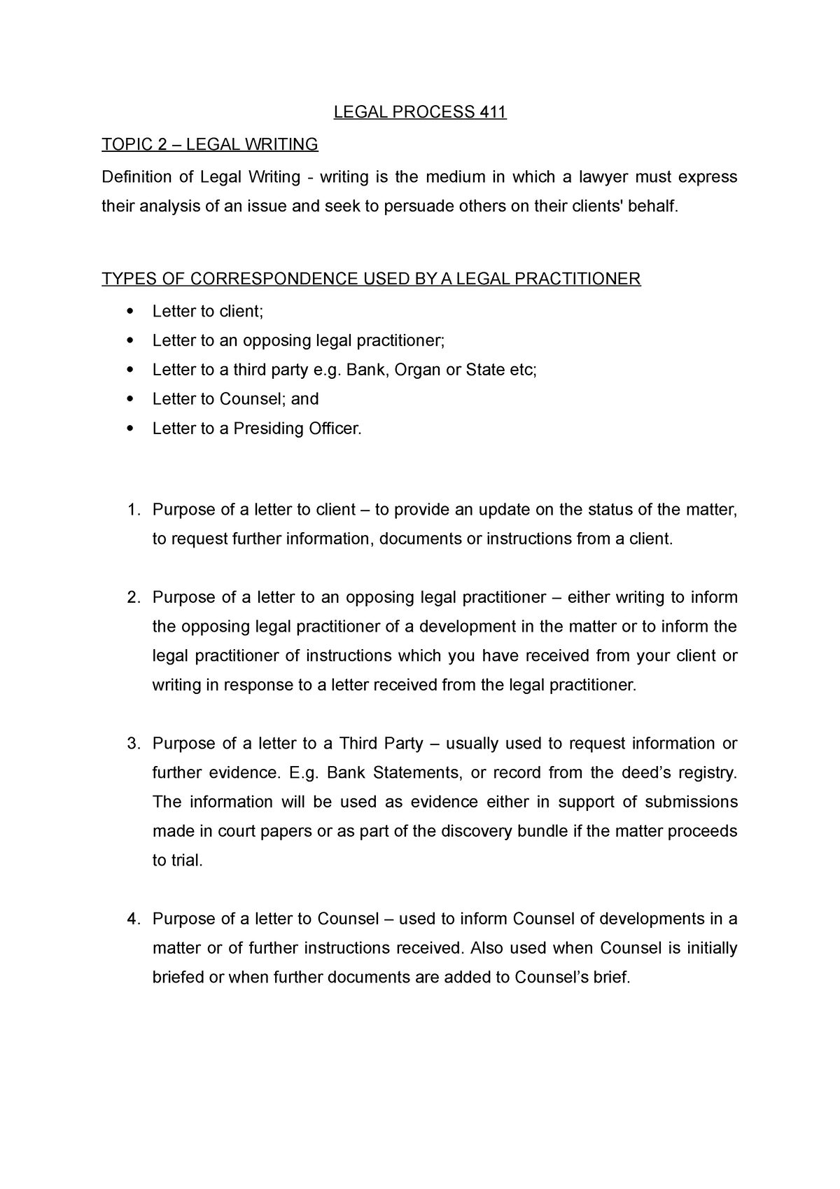 notes-on-letter-writing-legal-process-411-topic-2-legal-writing