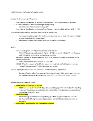 Week 5 CPT And Reimbursement - WEEK 5: Intro To CPT Coding Terminology ...