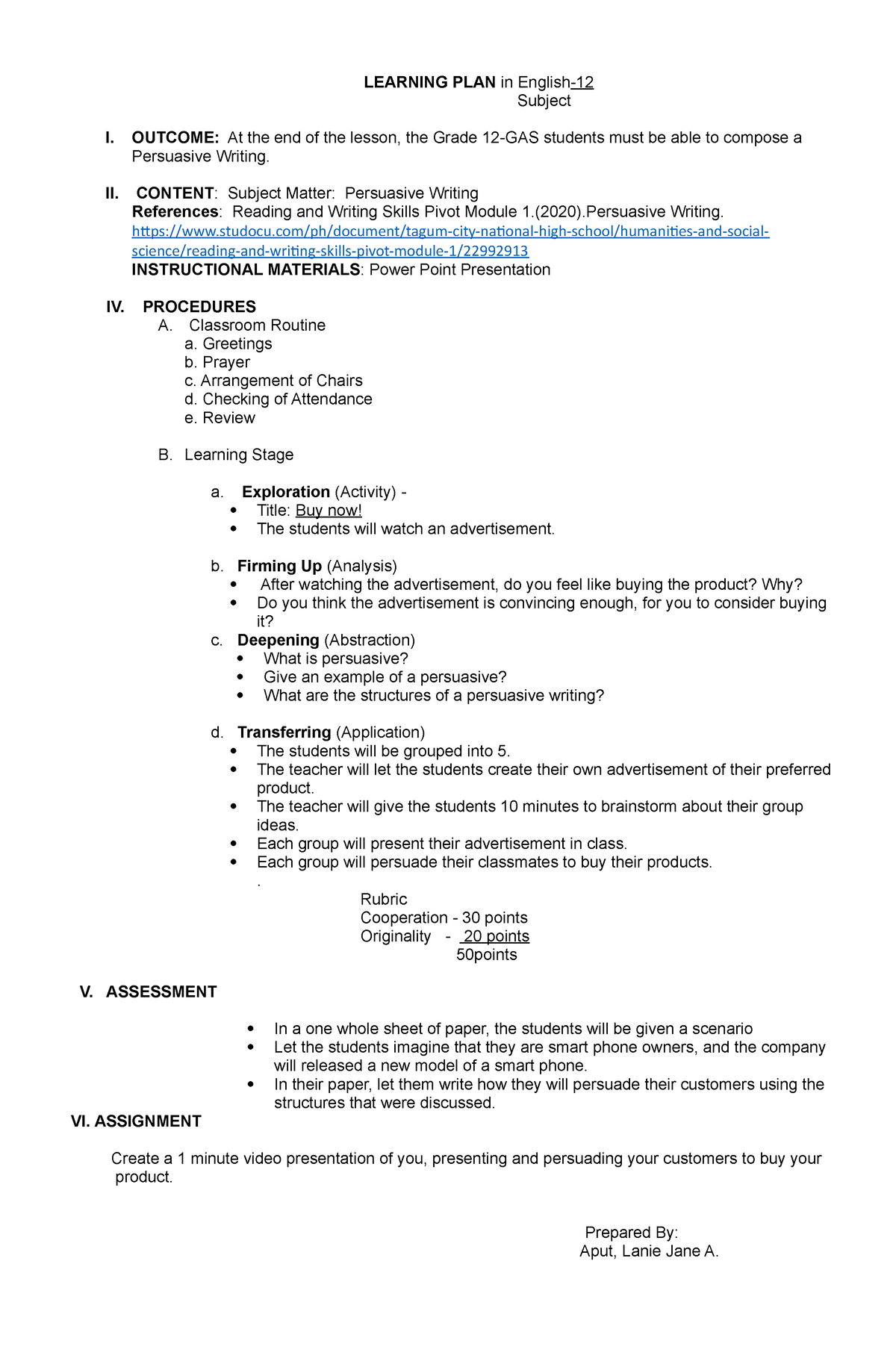 eng-154-lesson-plan-learning-plan-in-english-subject-i-outcome-at