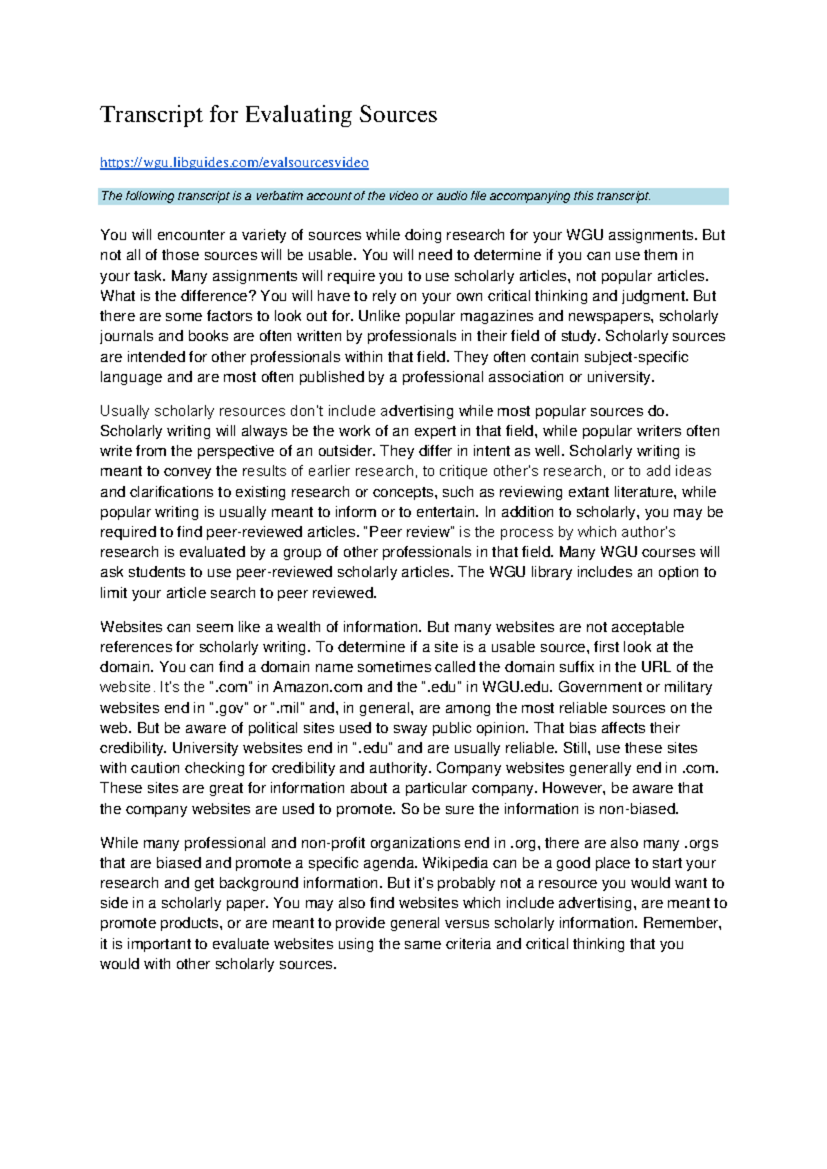 credible-source-transcript-transcript-for-evaluating-sources-wgu