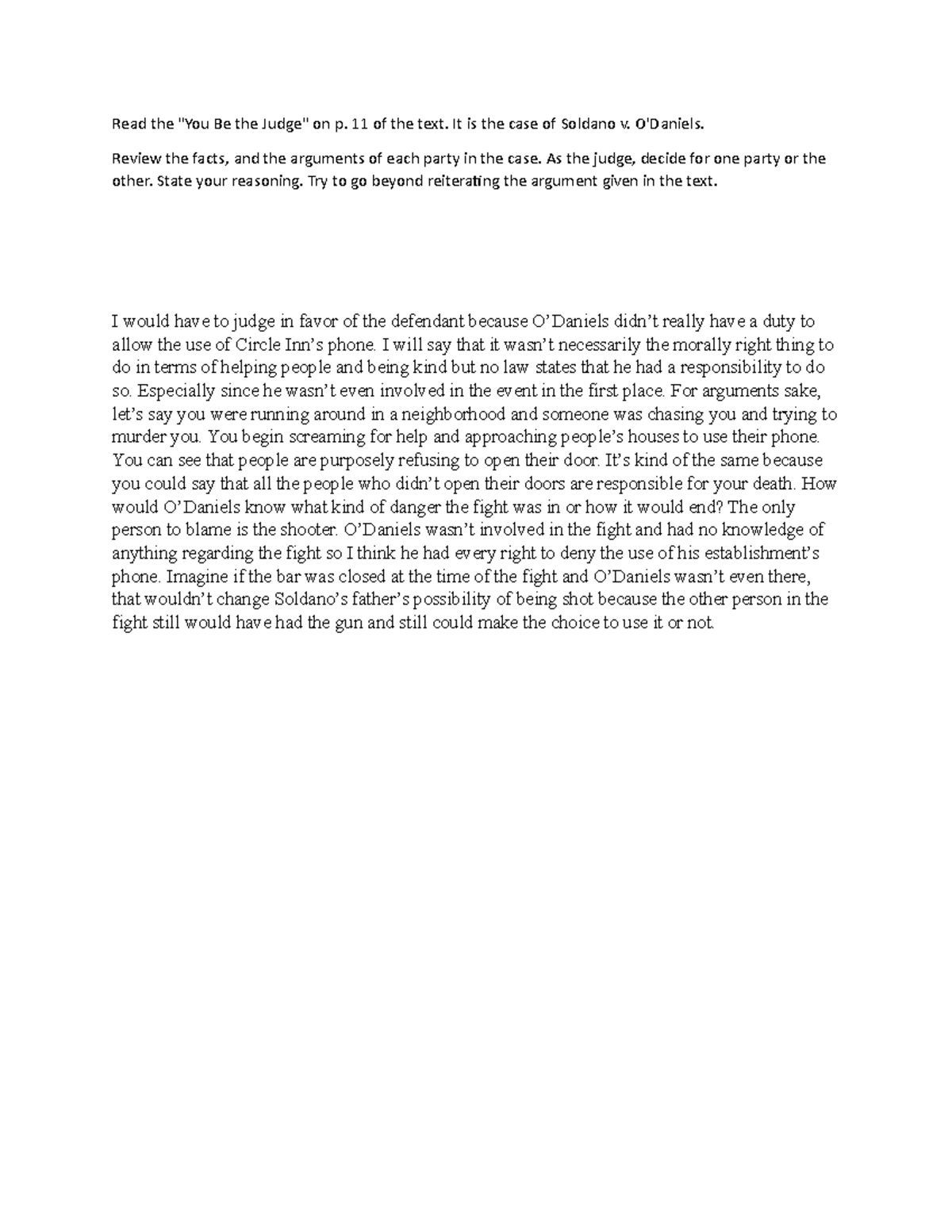 You be the Judge (ALL) Read the "You Be the Judge" on p. 11 of the