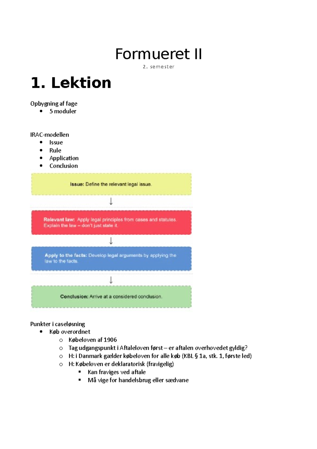 Formueret II Notater Til Semestret - Formueret II Semester 1. Lektion ...