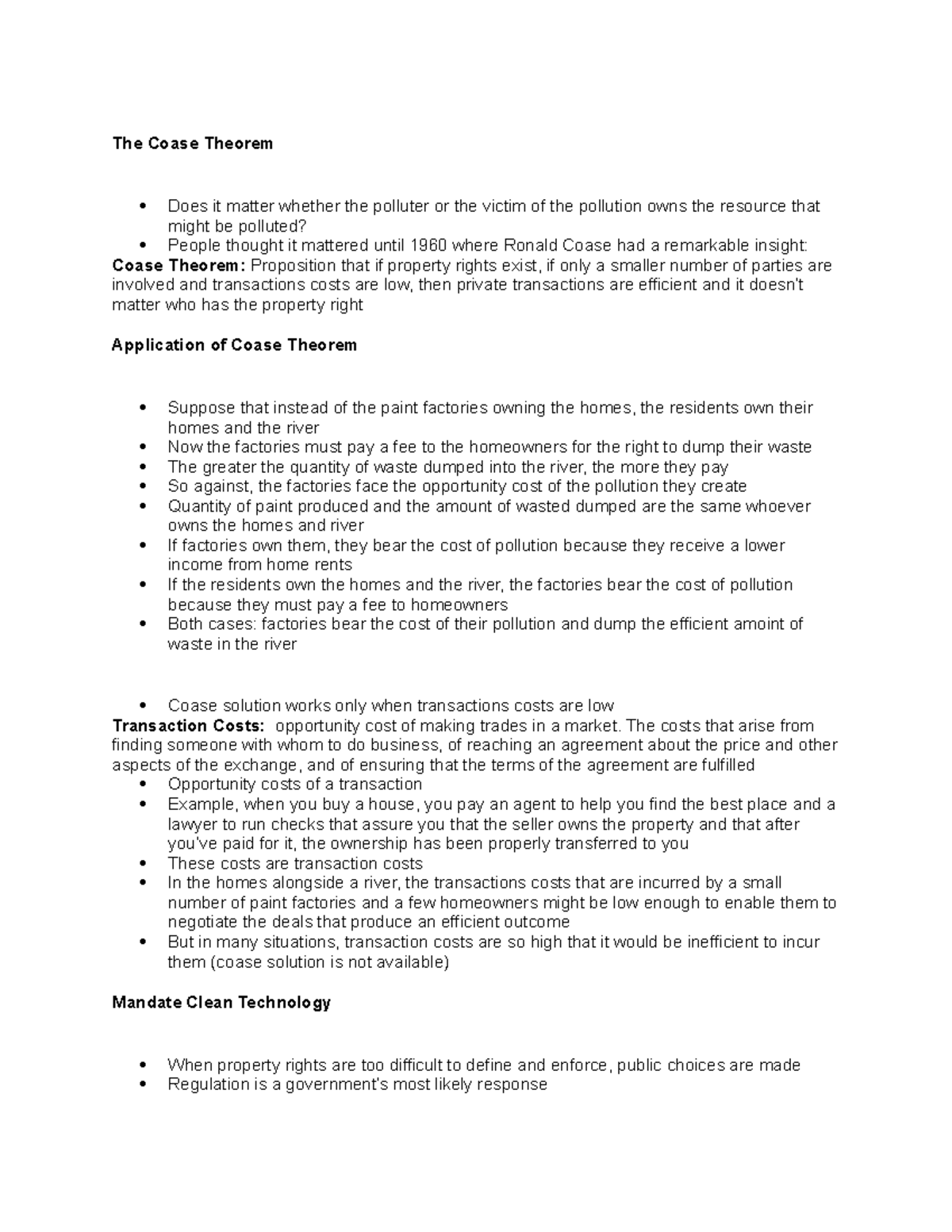 The Coase Theorem - lecture notes in clas - The Coase Theorem Does it ...