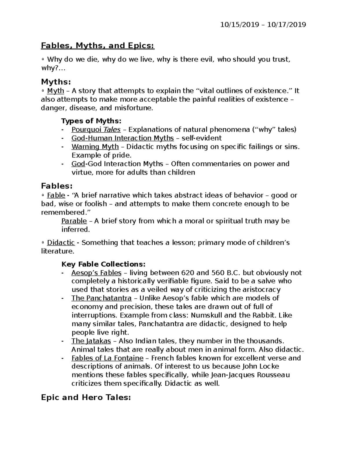 Fables Myths Epics 10 15 19 10 17 Fables Myths And Epics Why Do We Die Why Do We Live Why Is There Evil Who Should You Trust Why Myths Myth Story That Studocu