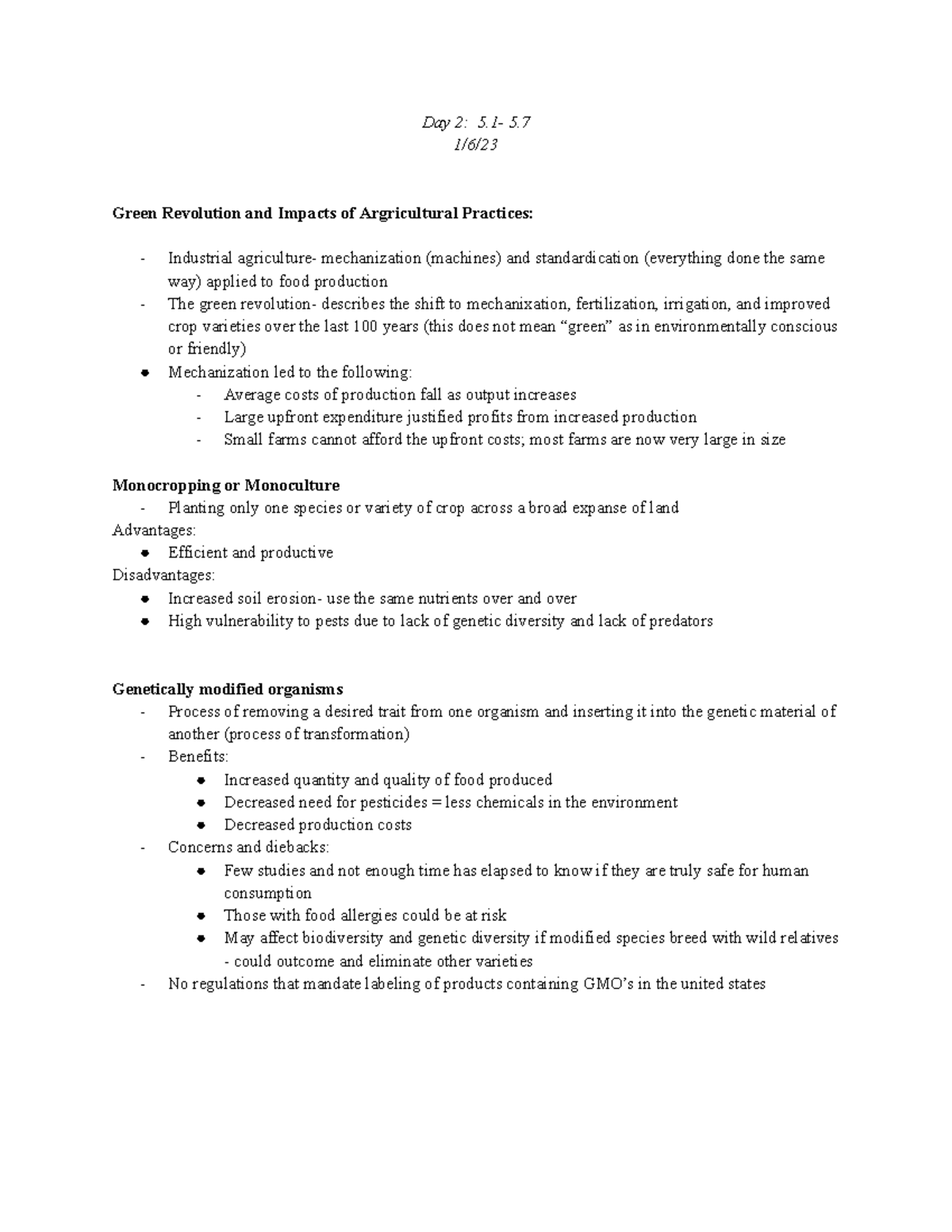 Land and Water Use Notes AP Environmental Science Day 2 5 5. 1/6