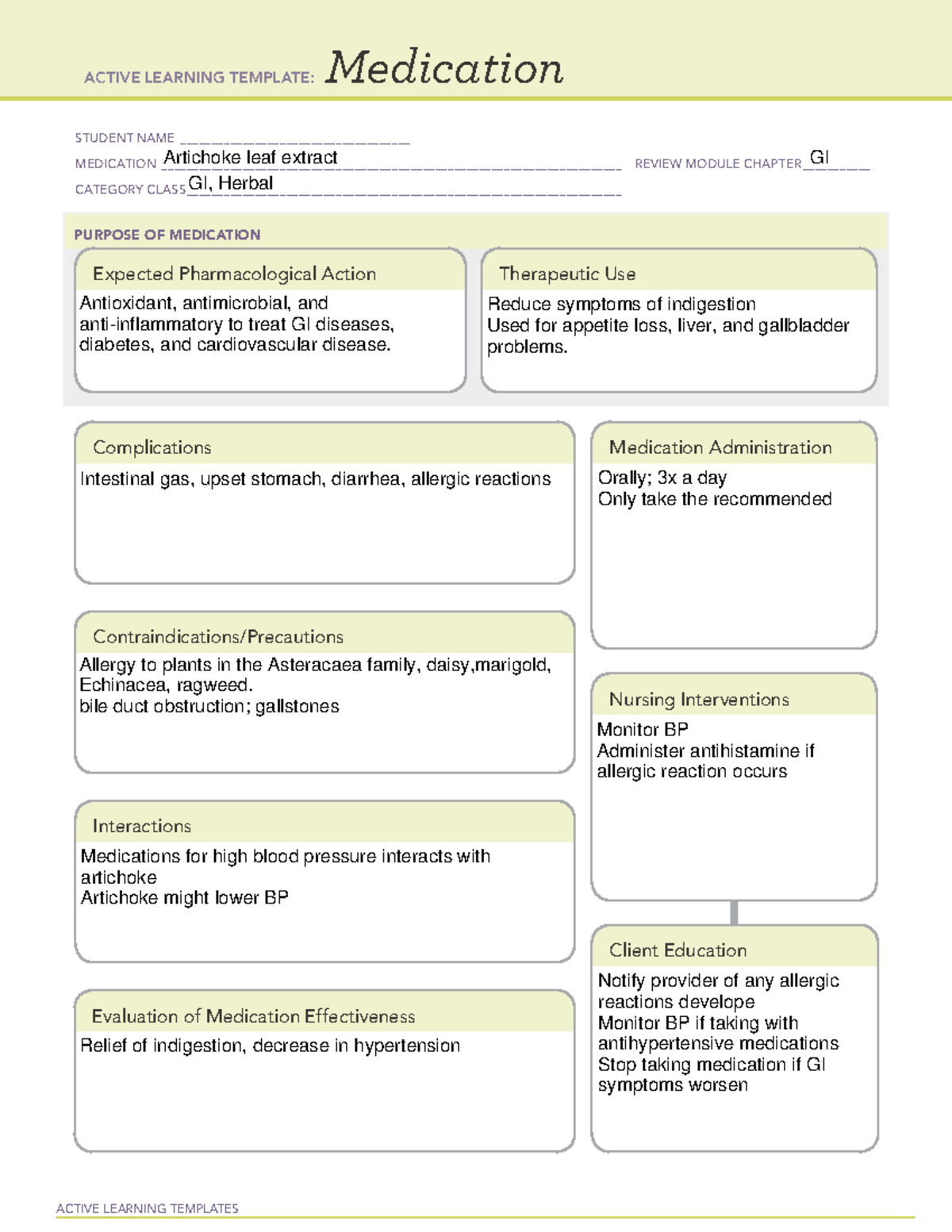 Artichoke leaf extract therapeutic therapeutic ATI template ACTIVE