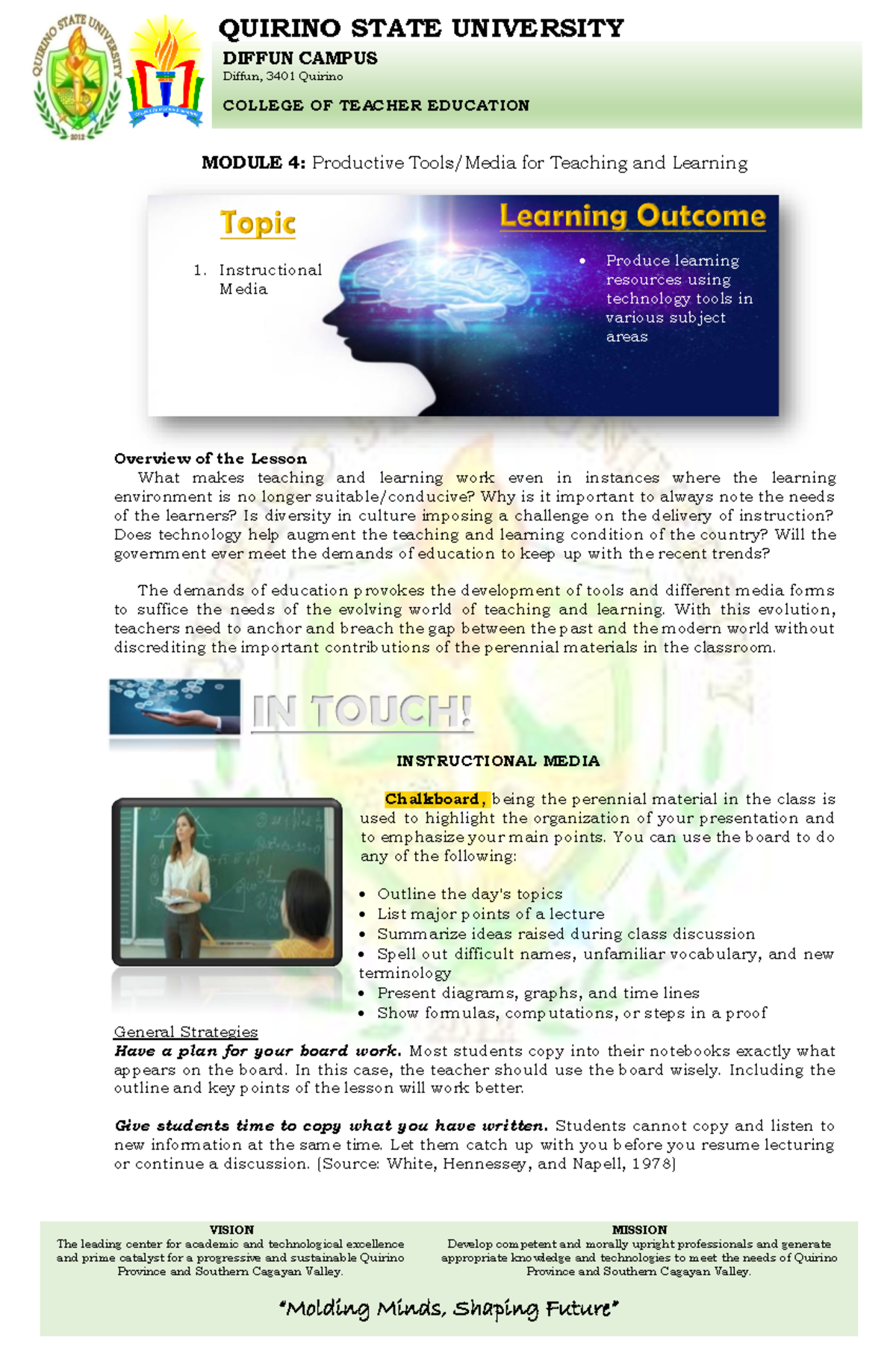Information Sheet 4 TTL2 - VISION The leading center for academic and ...
