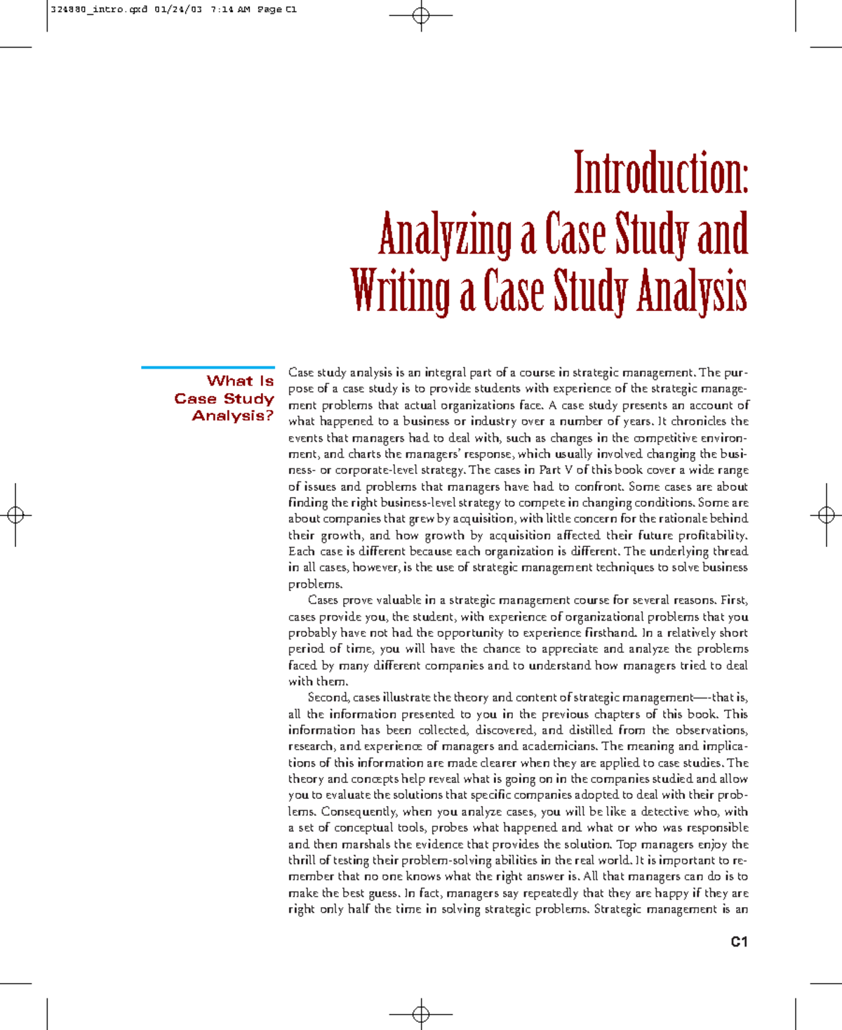 Analyzing Writing a Case Analysis - Introduction: Analyzing a Case ...